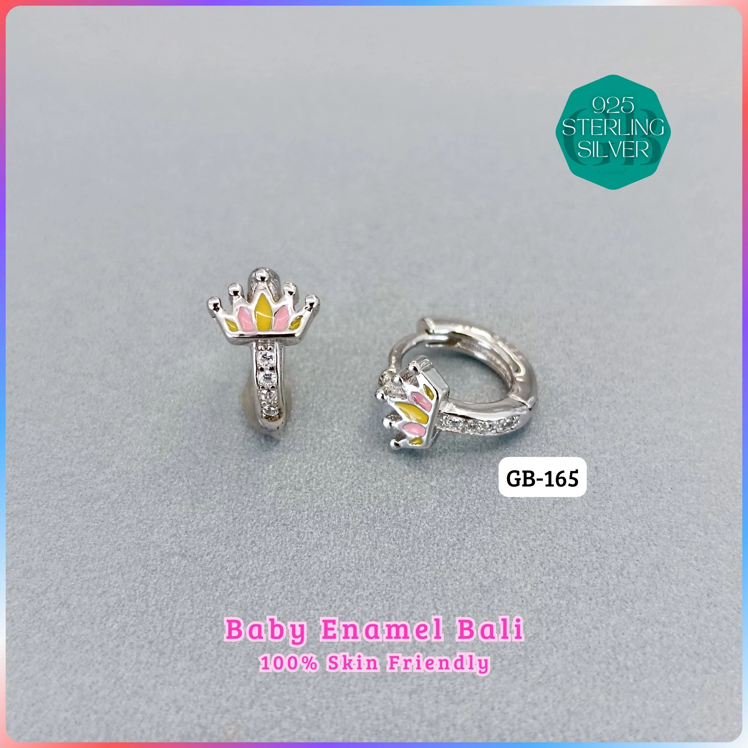 BABY ENAMEL BALI - Premium 925 Silver Jewellery - SKU: GB-165-026 - Hyderabad Silver Importers