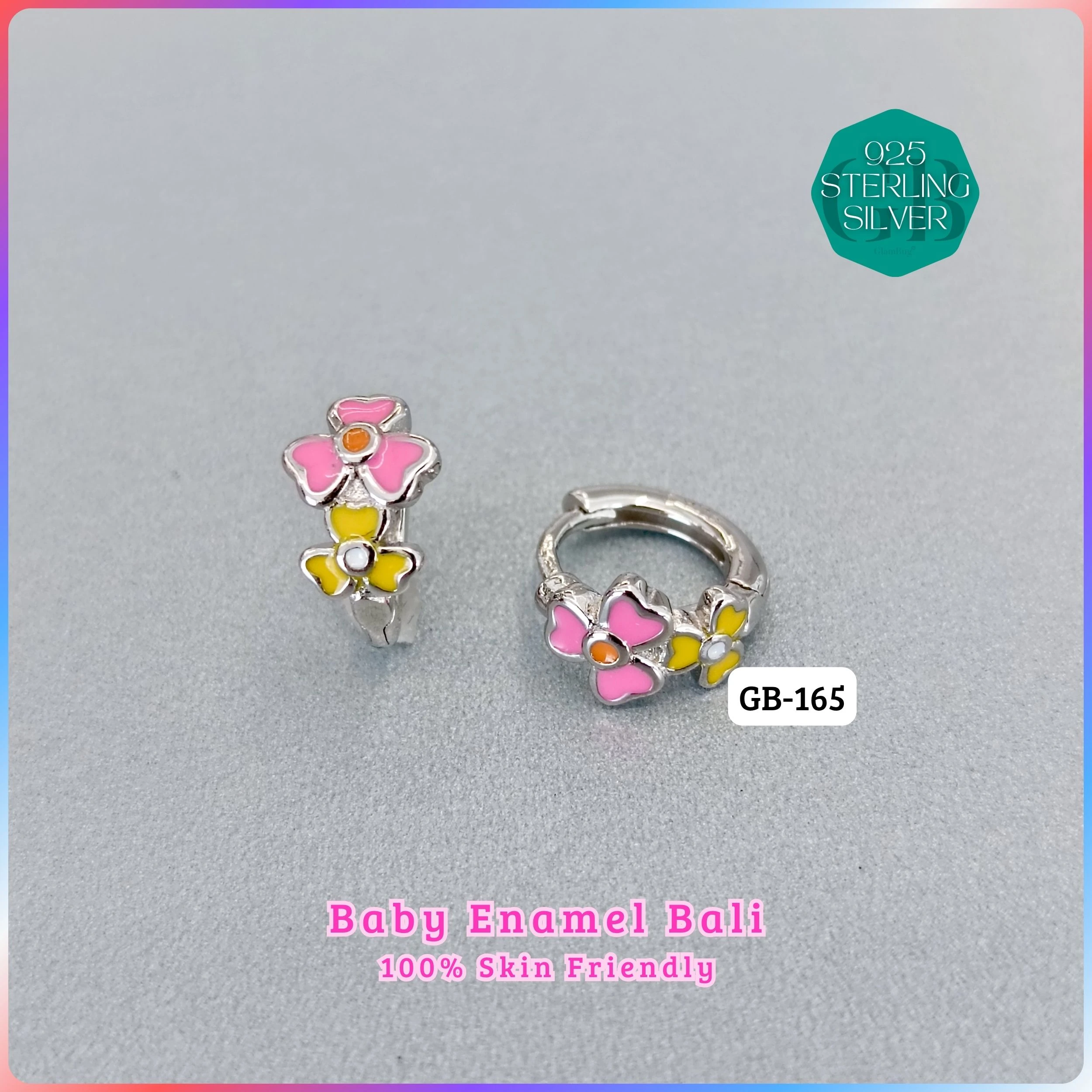 BABY ENAMEL BALI - Premium 925 Silver Jewellery - SKU: GB-165-027 - Hyderabad Silver Importers