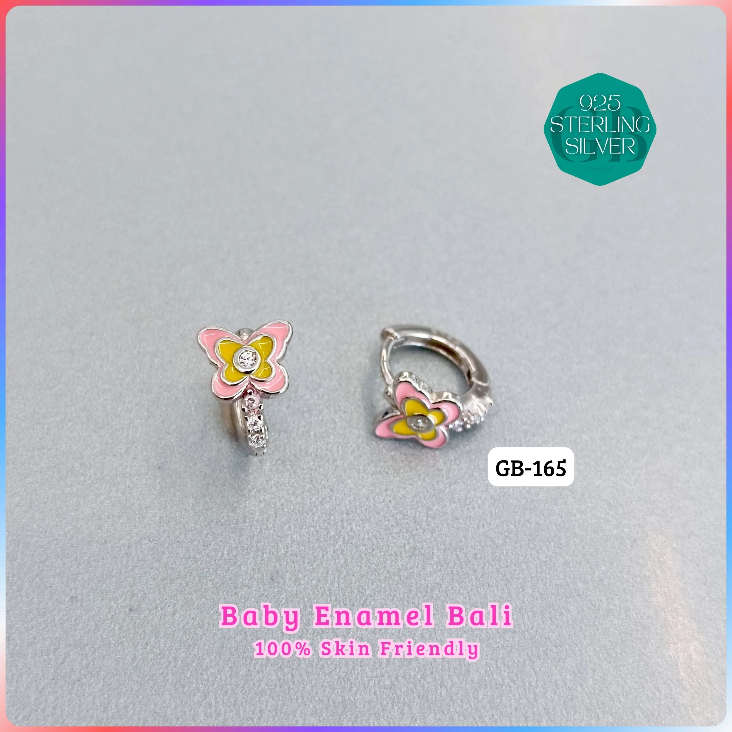 BABY ENAMEL BALI - Premium 925 Silver Jewellery - SKU: GB-165-028 - Hyderabad Silver Importers
