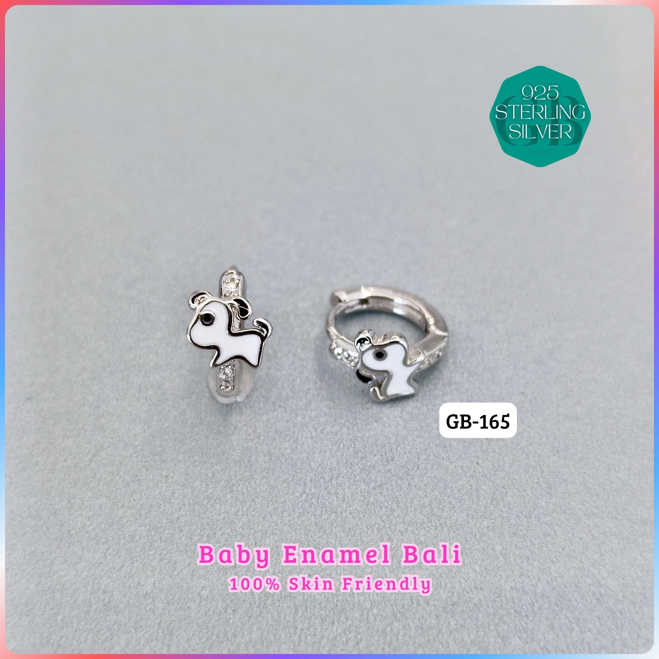 BABY ENAMEL BALI - Premium 925 Silver Jewellery - SKU: GB-165-029 - Hyderabad Silver Importers