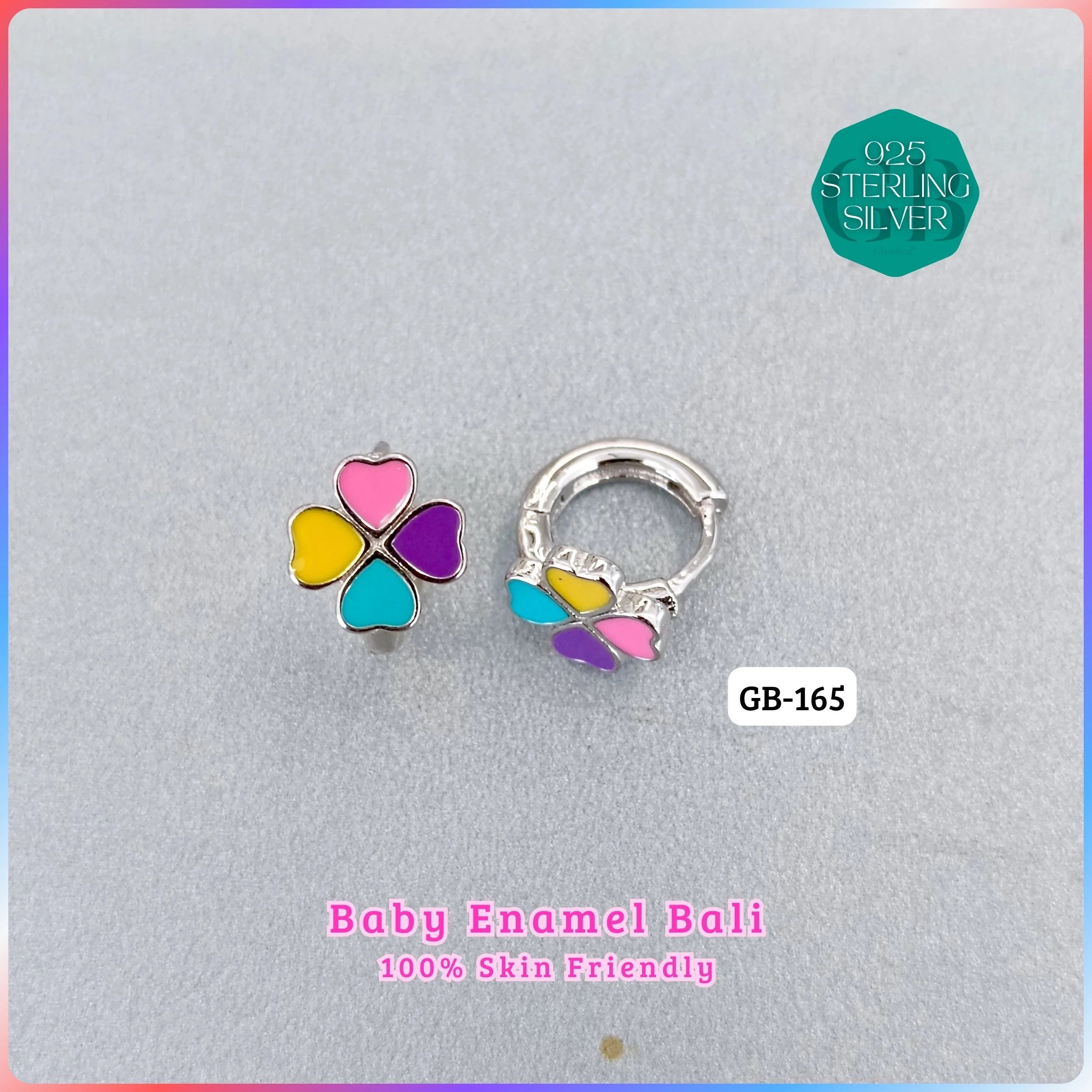 BABY ENAMEL BALI - Premium 925 Silver Jewellery - SKU: GB-165-031 - Hyderabad Silver Importers