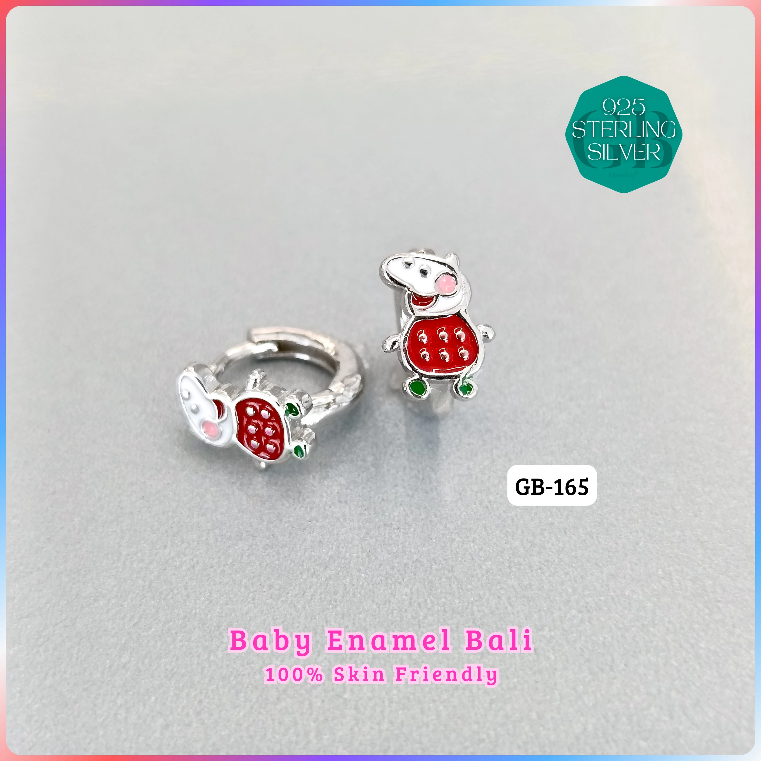 BABY ENAMEL BALI - Premium 925 Silver Jewellery - SKU: GB-165-032 - Hyderabad Silver Importers