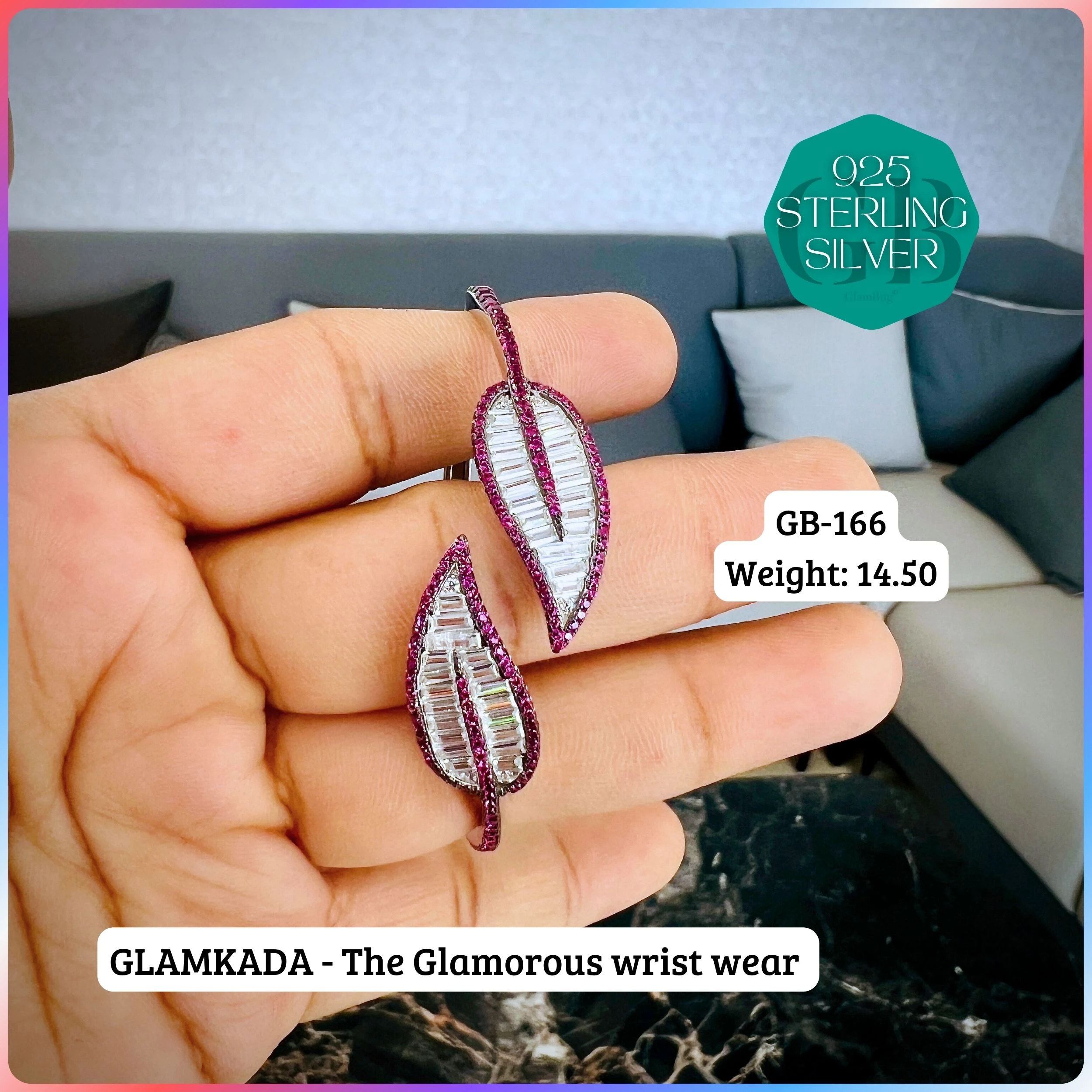 GLAMKADA 2-TONE - Premium 925 Silver Jewellery - SKU: GB-166-003 - Hyderabad Silver Importers