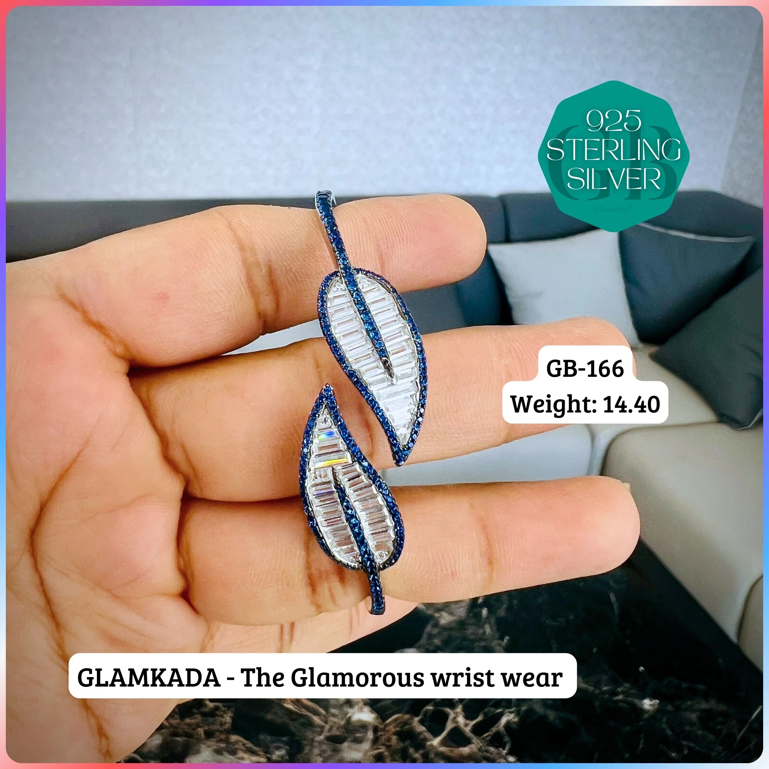 GLAMKADA 2-TONE - Premium 925 Silver Jewellery - SKU: GB-166-004 - Hyderabad Silver Importers