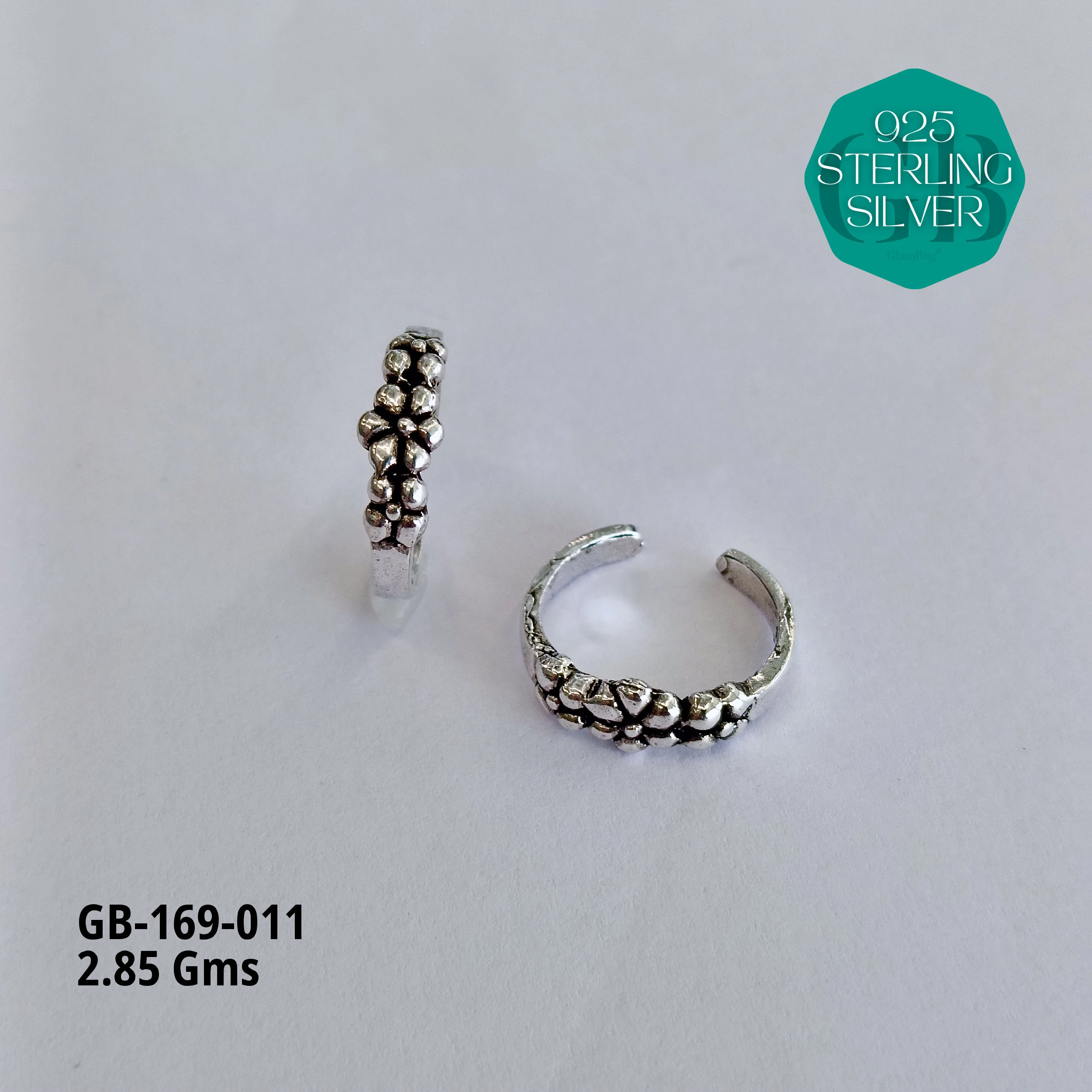 OXIDIZED CASTING TOE RINGS - Premium 925 Silver Jewellery - SKU: GB-169-011 - Hyderabad Silver Importers