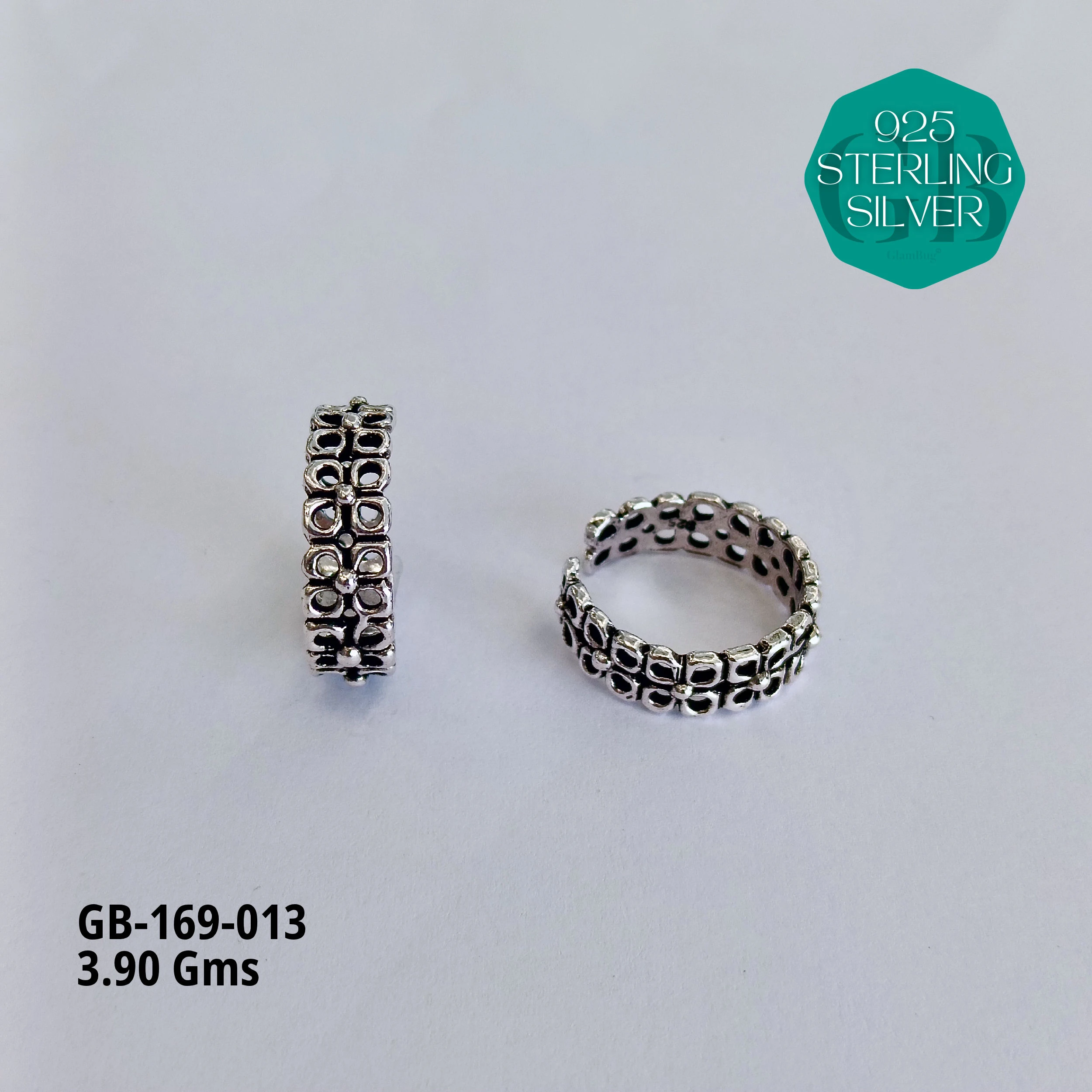 OXIDIZED CASTING TOE RINGS - Premium 925 Silver Jewellery - SKU: GB-169-013 - Hyderabad Silver Importers