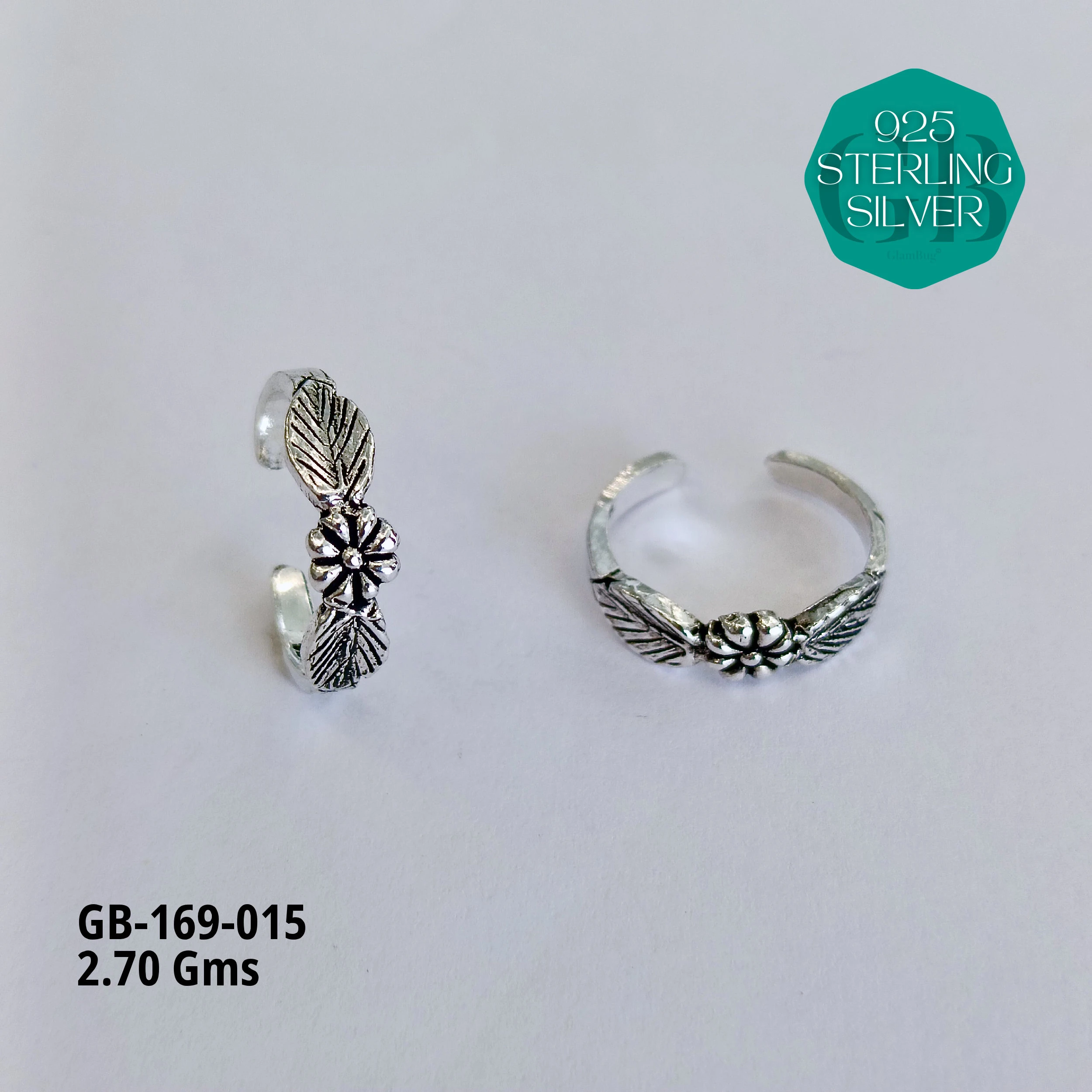 OXIDIZED CASTING TOE RINGS - Premium 925 Silver Jewellery - SKU: GB-169-015 - Hyderabad Silver Importers