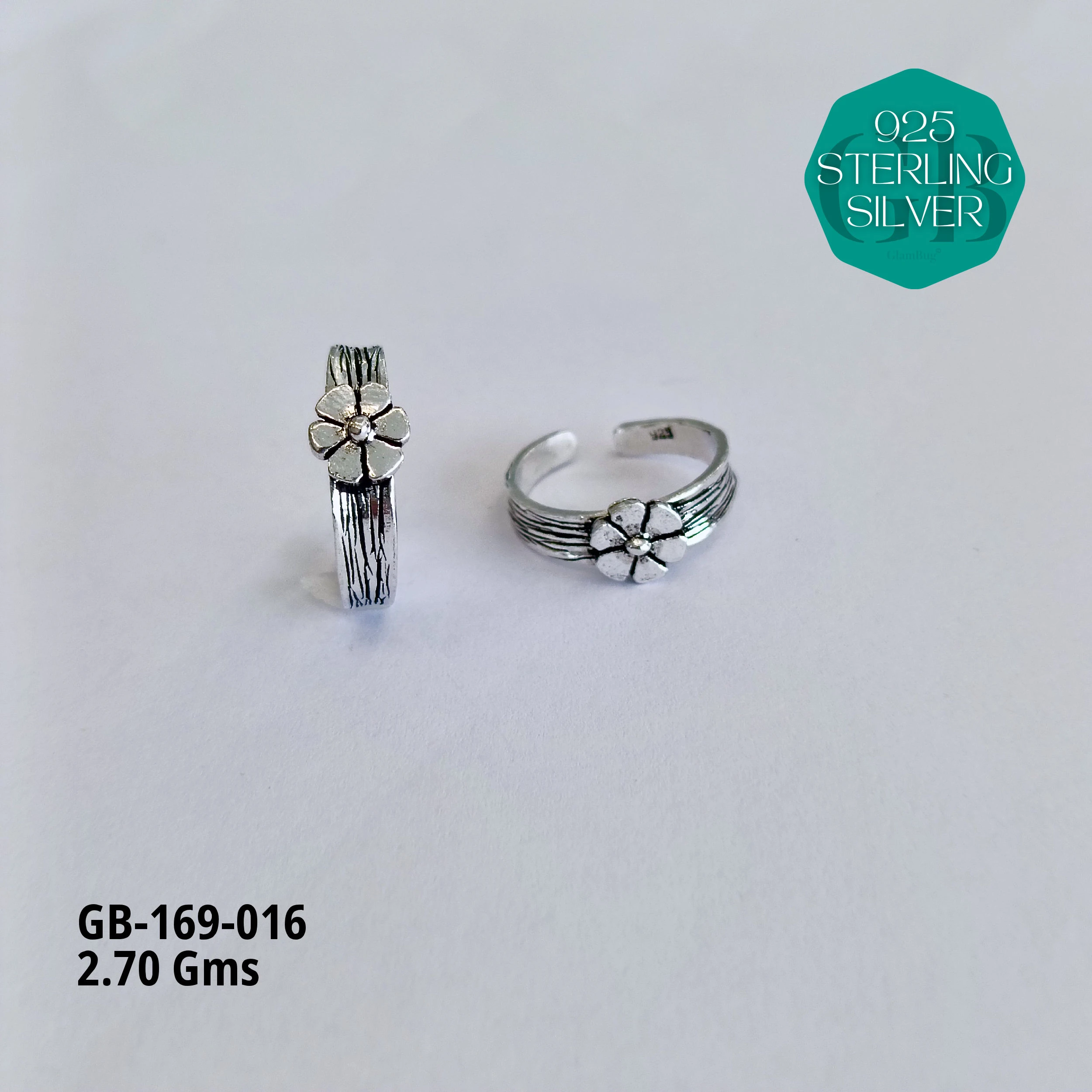 OXIDIZED CASTING TOE RINGS - Premium 925 Silver Jewellery - SKU: GB-169-016 - Hyderabad Silver Importers