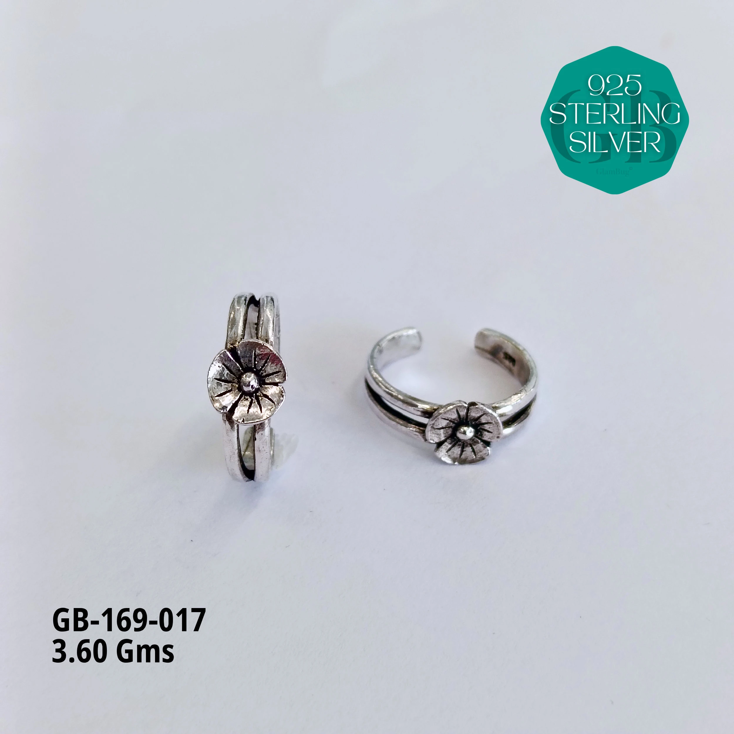 OXIDIZED CASTING TOE RINGS - Premium 925 Silver Jewellery - SKU: GB-169-017 - Hyderabad Silver Importers