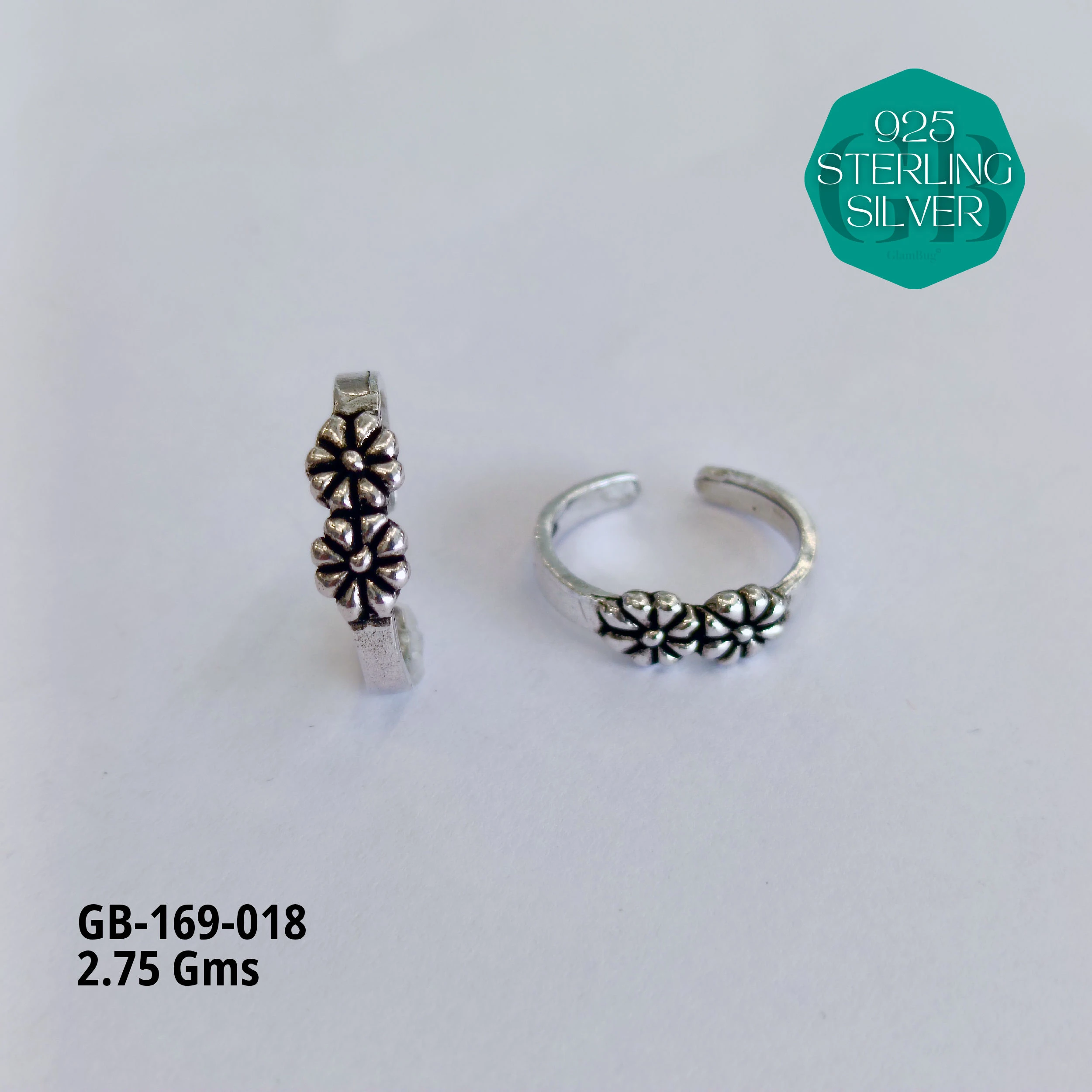 OXIDIZED CASTING TOE RINGS - Premium 925 Silver Jewellery - SKU: GB-169-018 - Hyderabad Silver Importers