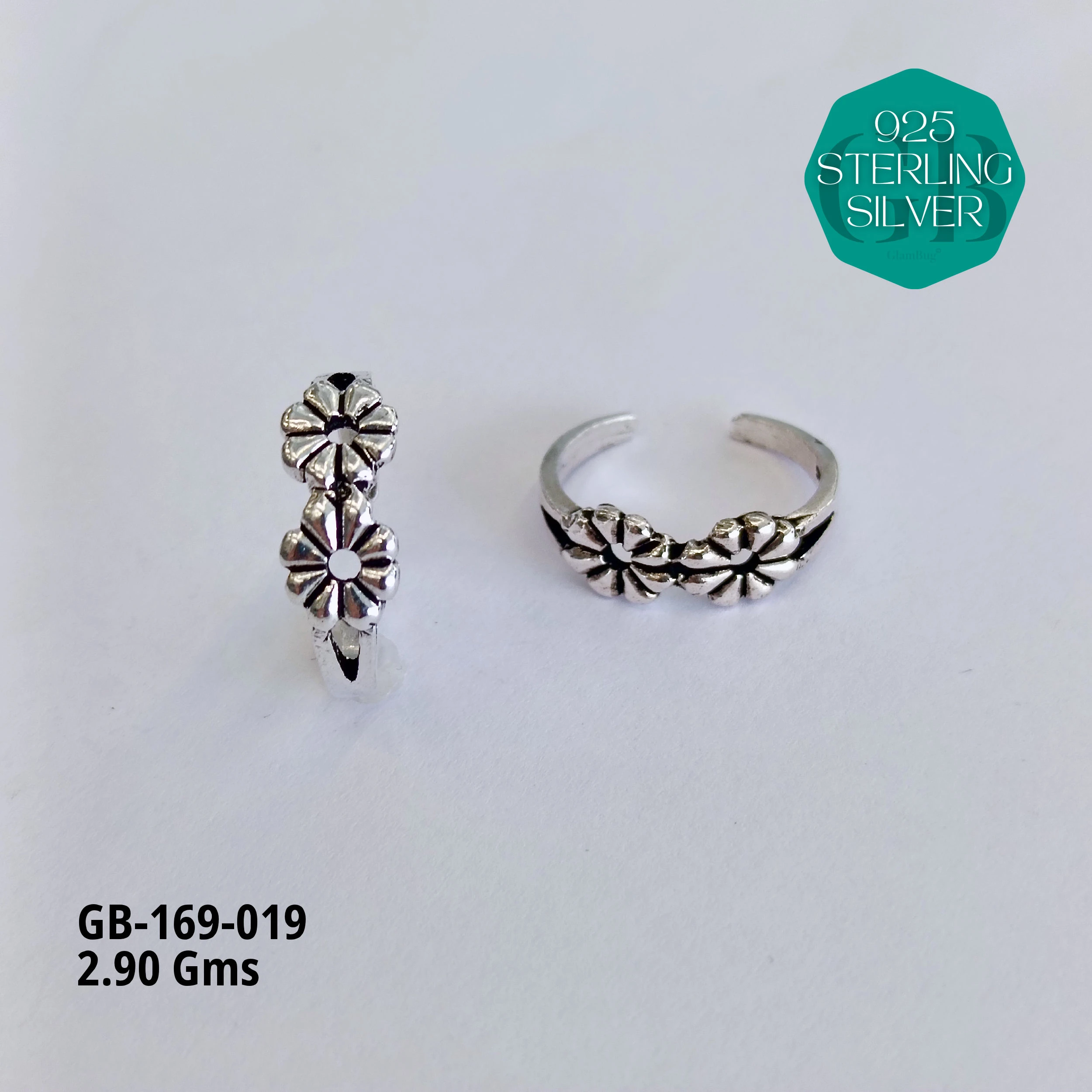 OXIDIZED CASTING TOE RINGS - Premium 925 Silver Jewellery - SKU: GB-169-019 - Hyderabad Silver Importers