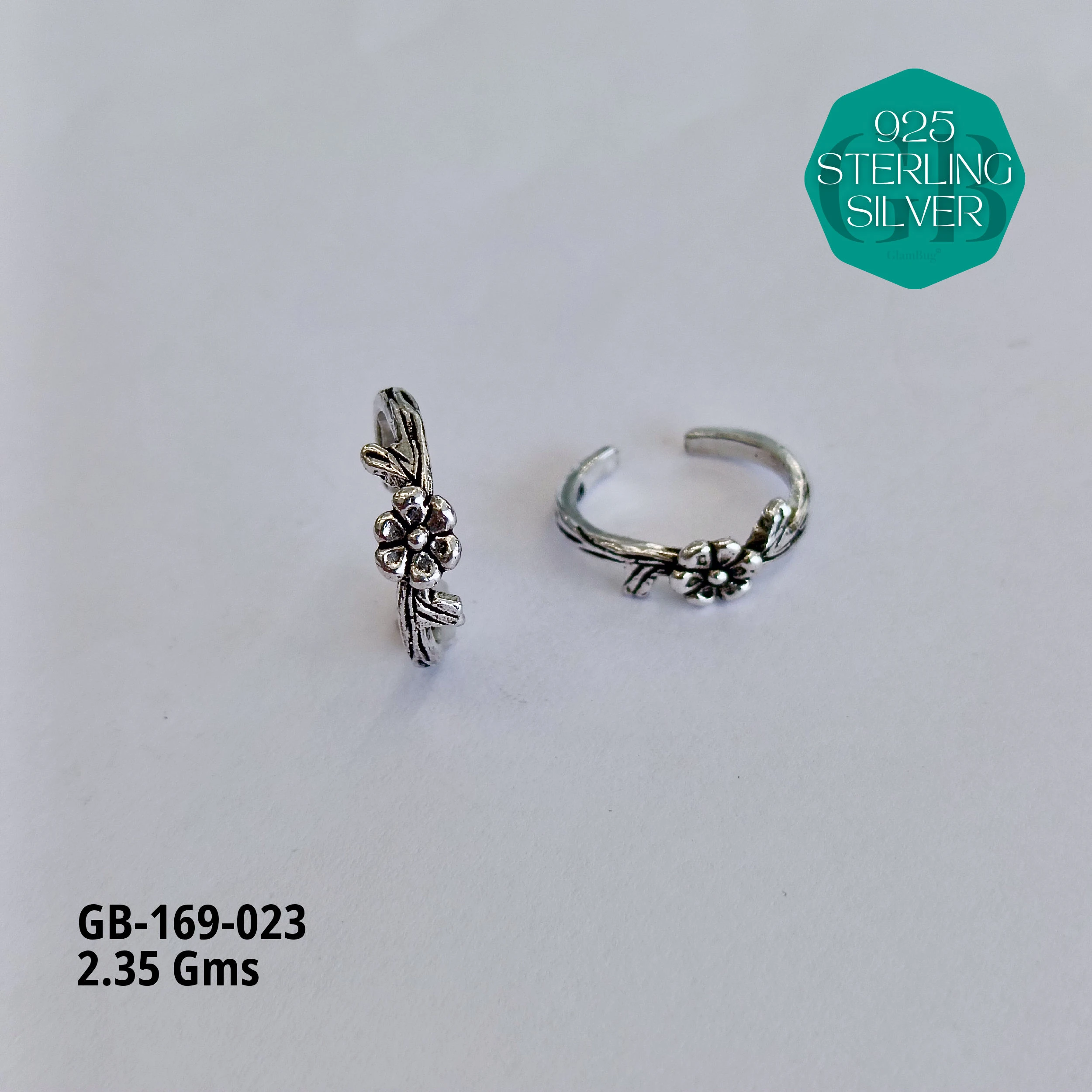 OXIDIZED CASTING TOE RINGS - Premium 925 Silver Jewellery - SKU: GB-169-023 - Hyderabad Silver Importers