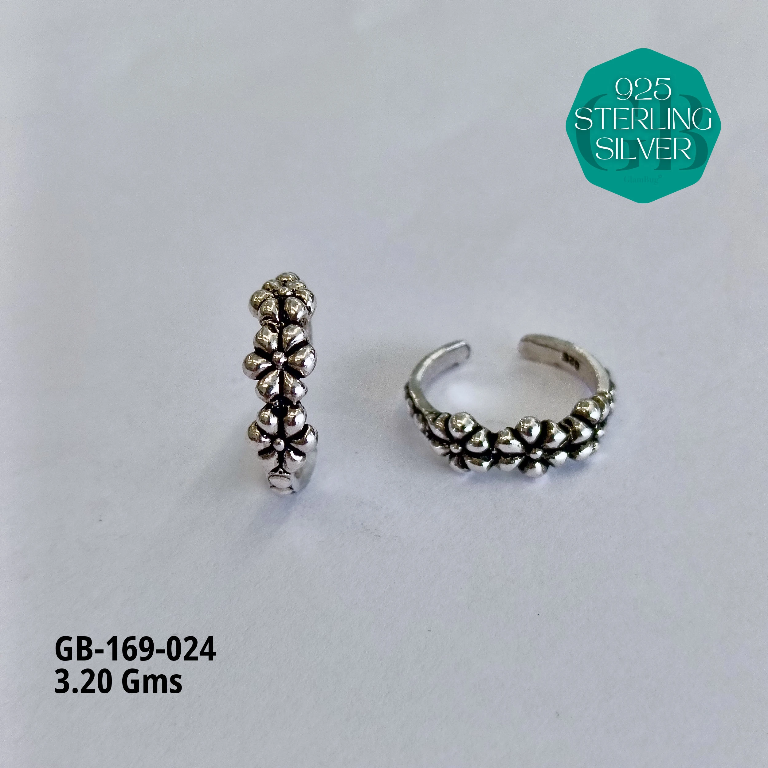 OXIDIZED CASTING TOE RINGS - Premium 925 Silver Jewellery - SKU: GB-169-024 - Hyderabad Silver Importers