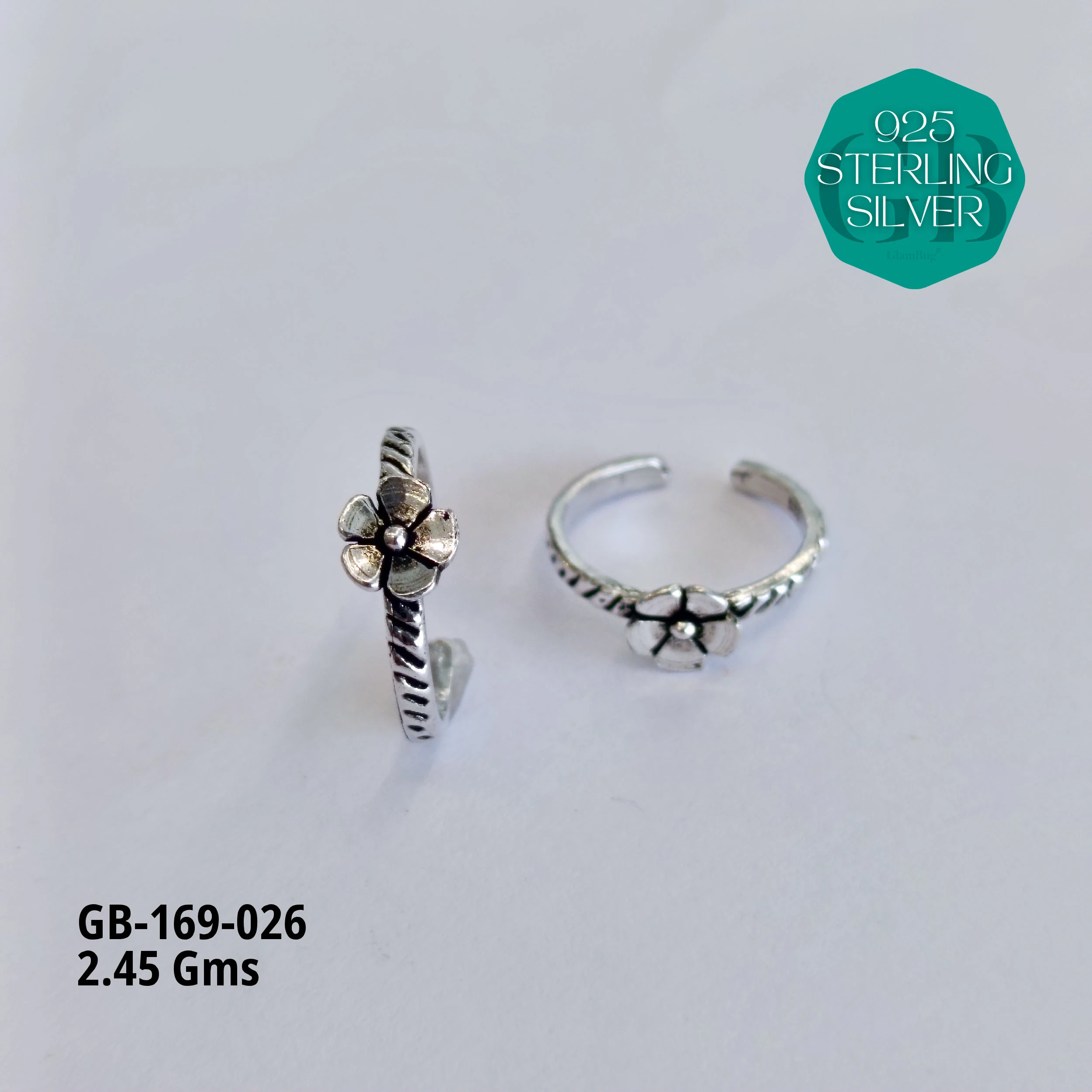 OXIDIZED CASTING TOE RINGS - Premium 925 Silver Jewellery - SKU: GB-169-026 - Hyderabad Silver Importers