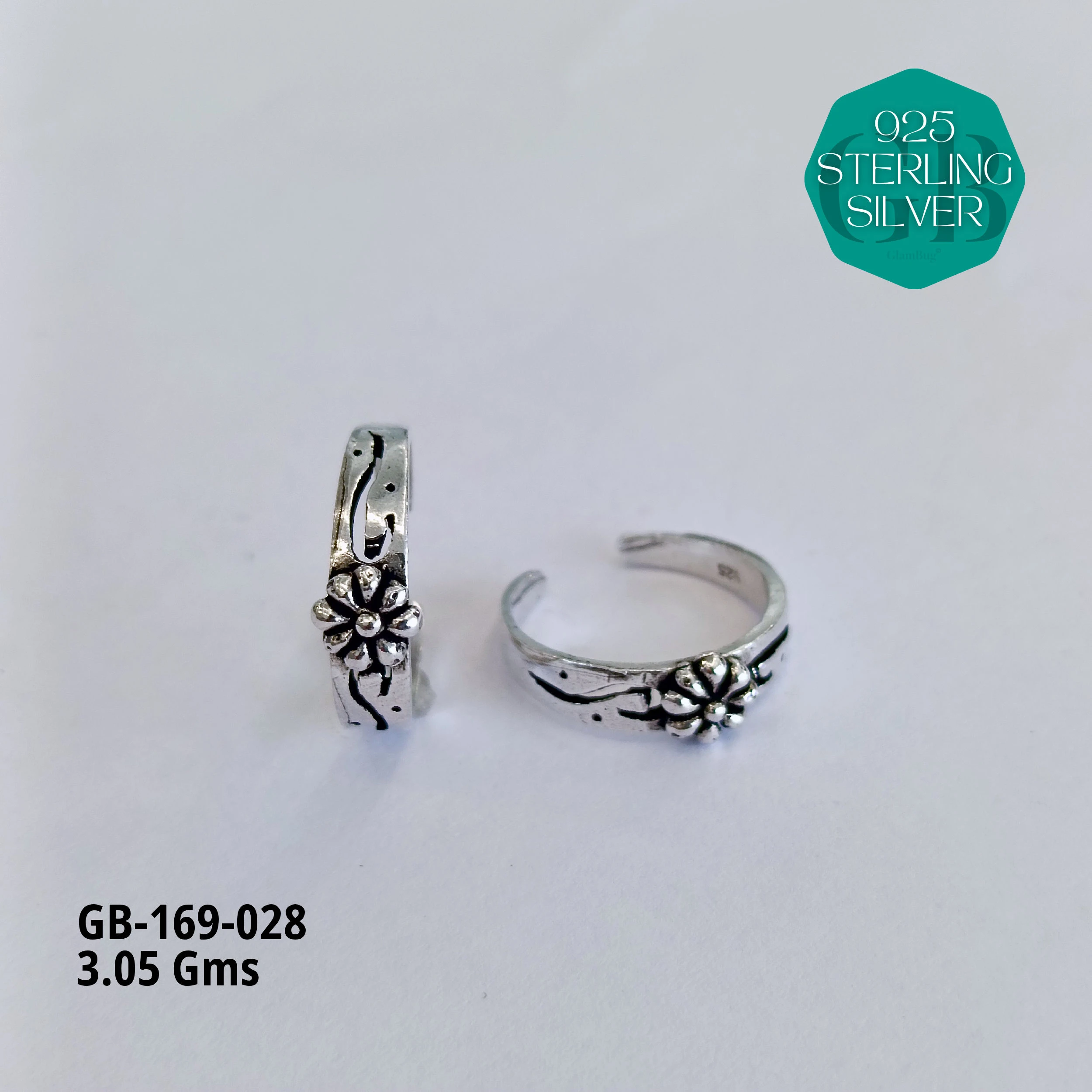 OXIDIZED CASTING TOE RINGS - Premium 925 Silver Jewellery - SKU: GB-169-028 - Hyderabad Silver Importers