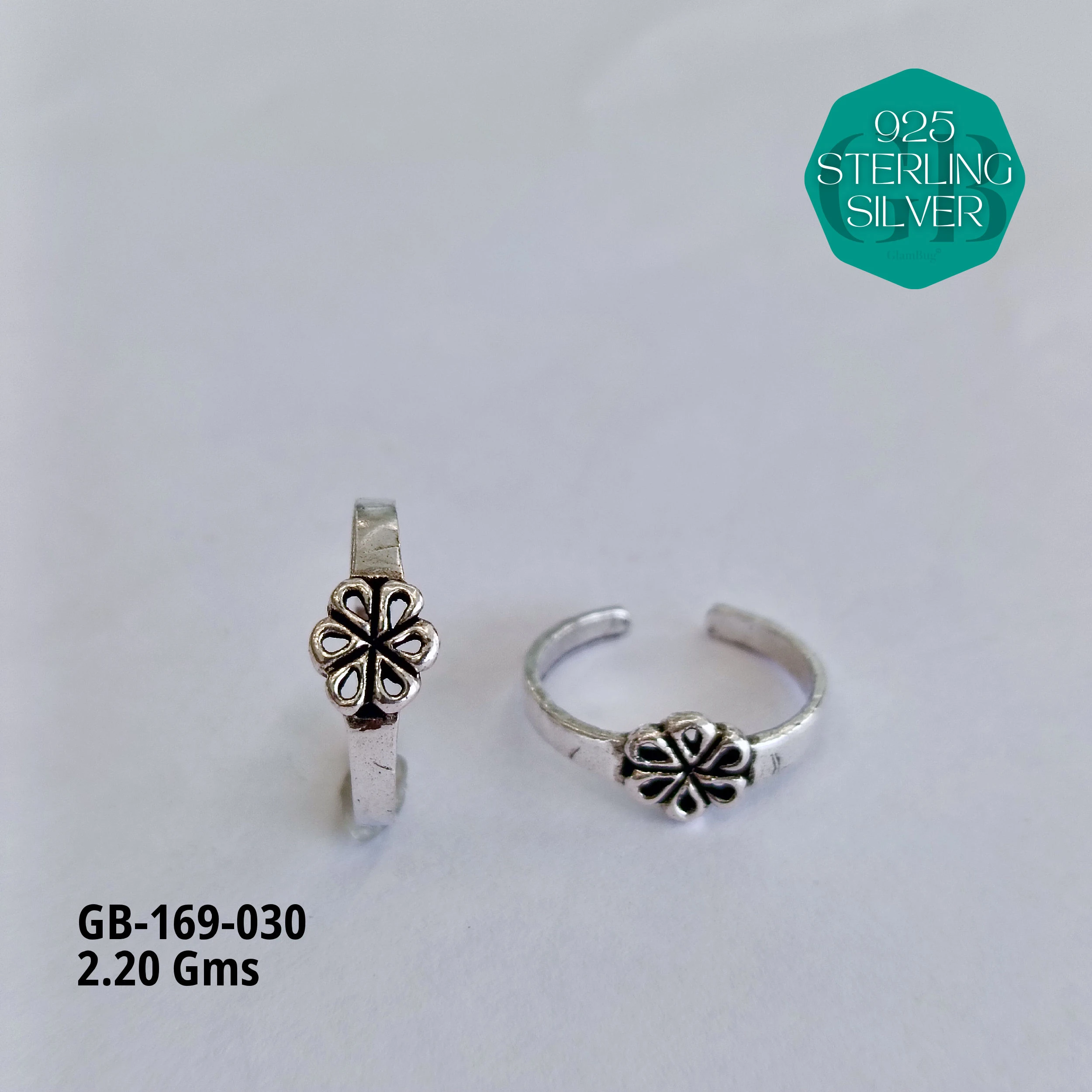 OXIDIZED CASTING TOE RINGS - Premium 925 Silver Jewellery - SKU: GB-169-030 - Hyderabad Silver Importers