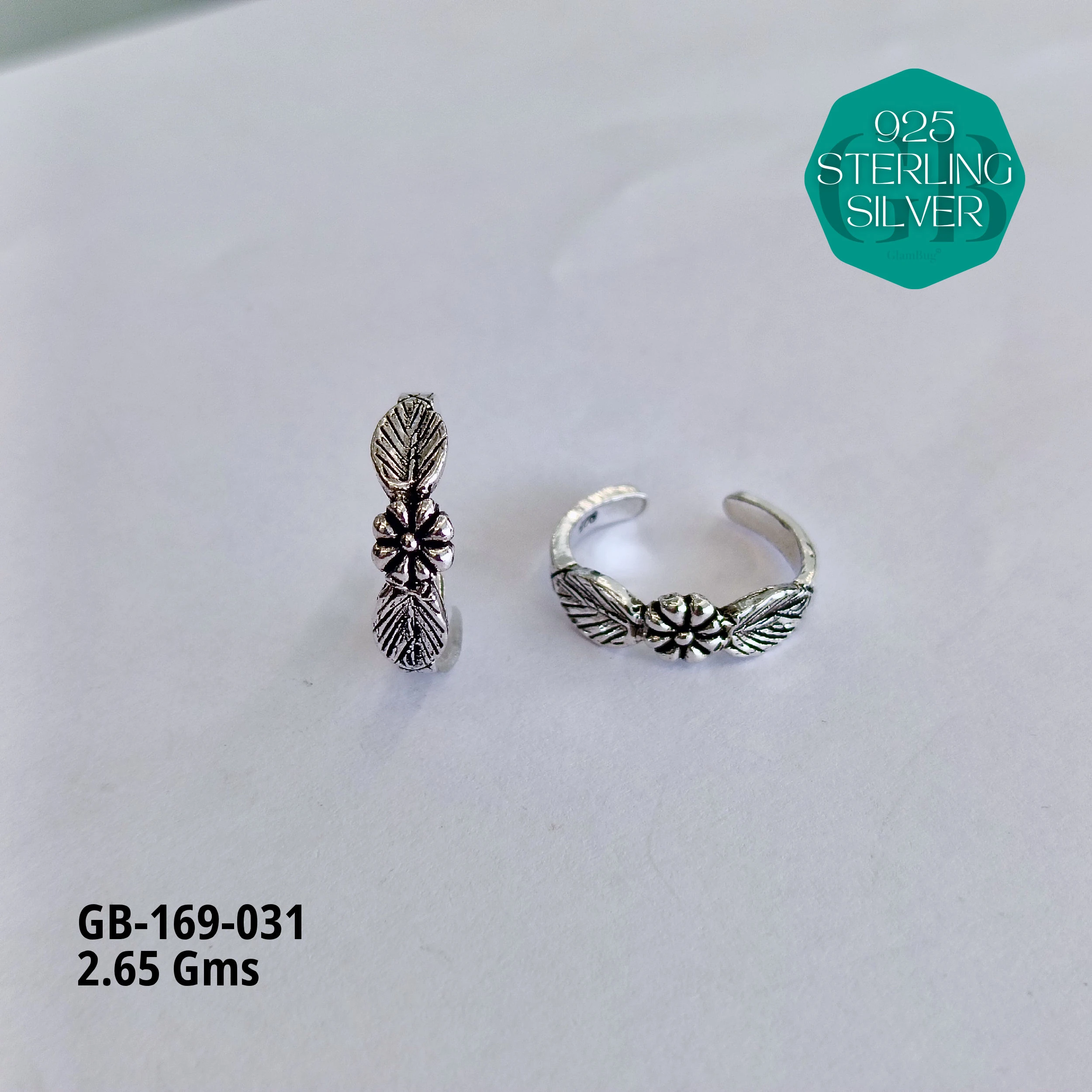 OXIDIZED CASTING TOE RINGS - Premium 925 Silver Jewellery - SKU: GB-169-031 - Hyderabad Silver Importers