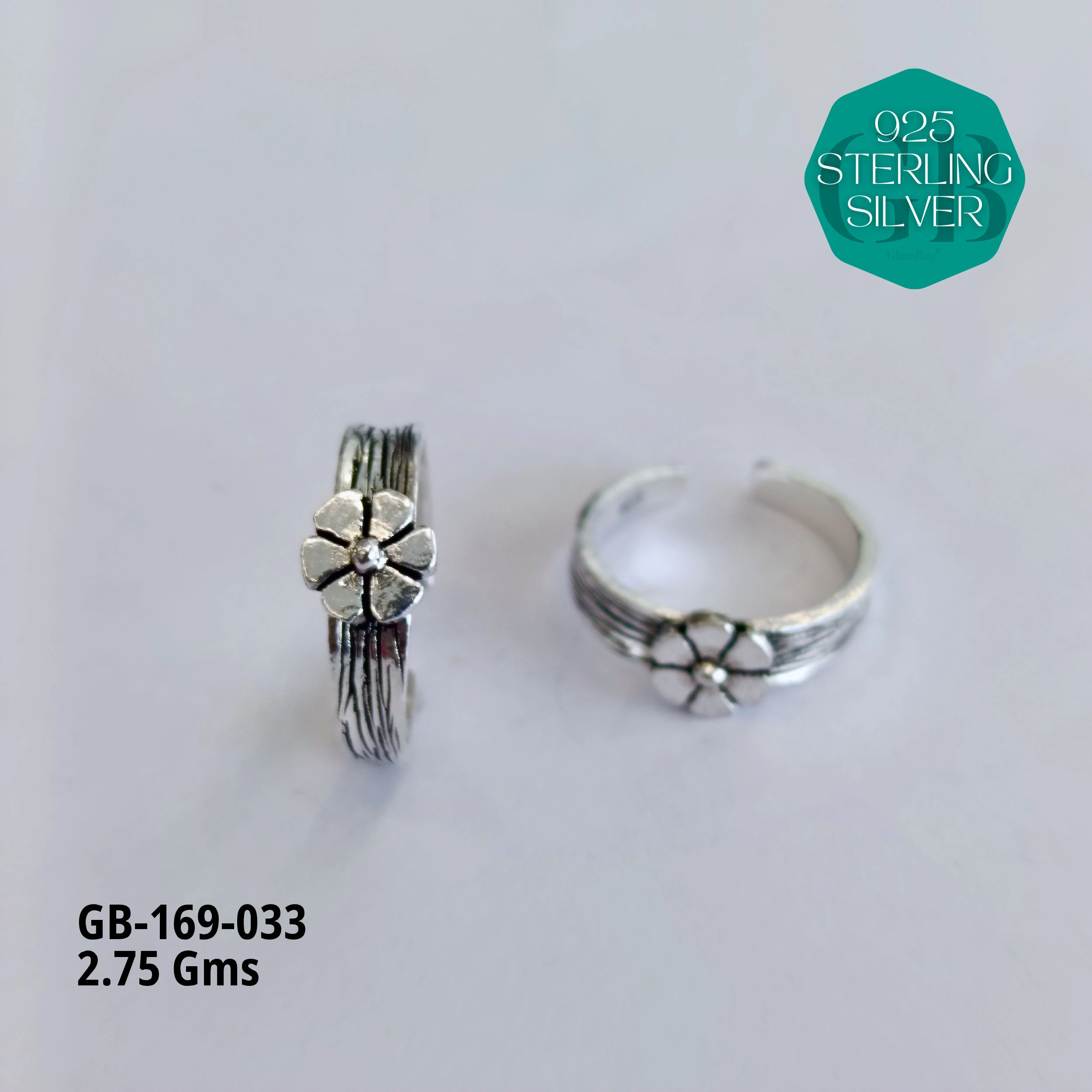 OXIDIZED CASTING TOE RINGS - Premium 925 Silver Jewellery - SKU: GB-169-033 - Hyderabad Silver Importers