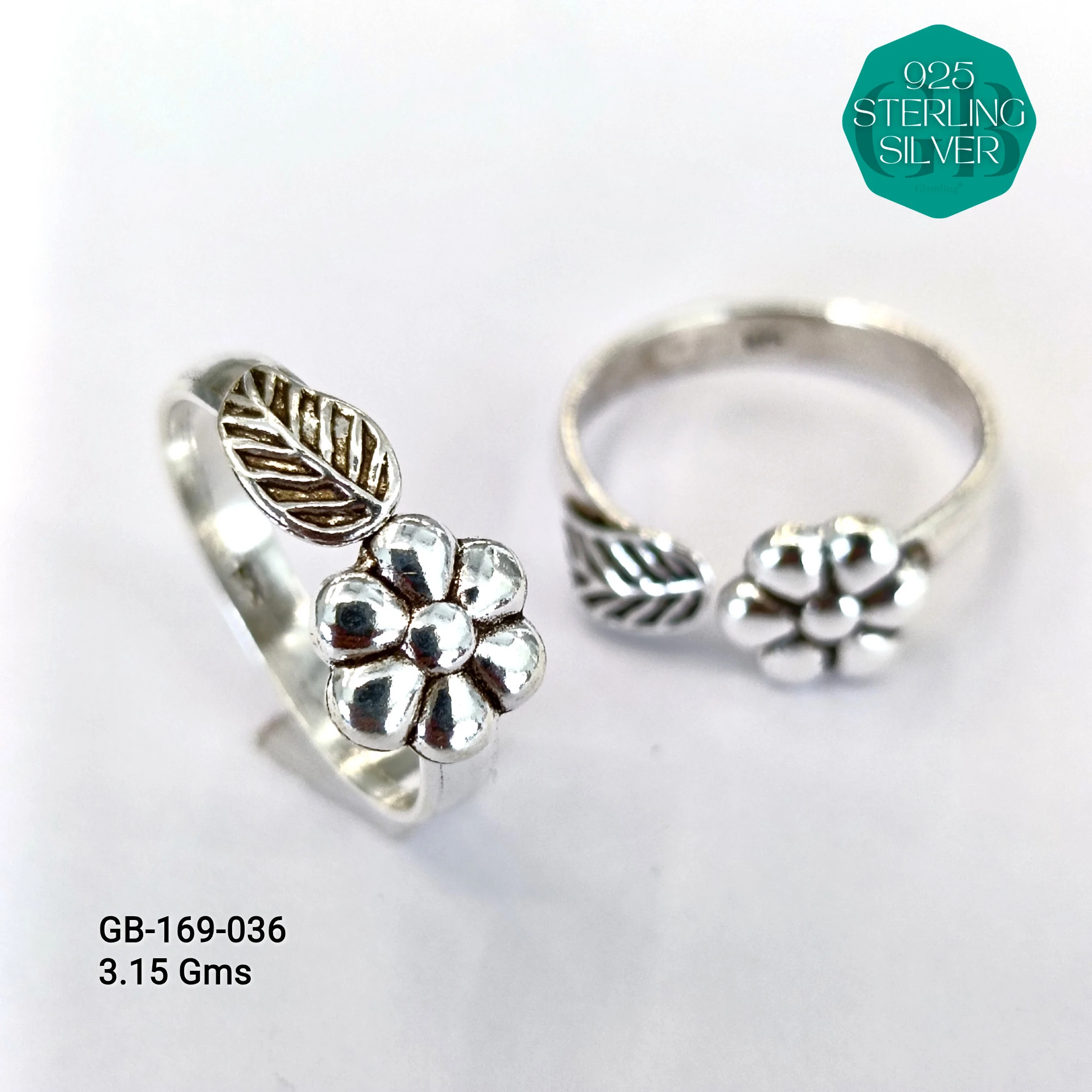 OXIDIZED CASTING TOE RINGS - Premium 925 Silver Jewellery - SKU: GB-169-036 - Hyderabad Silver Importers