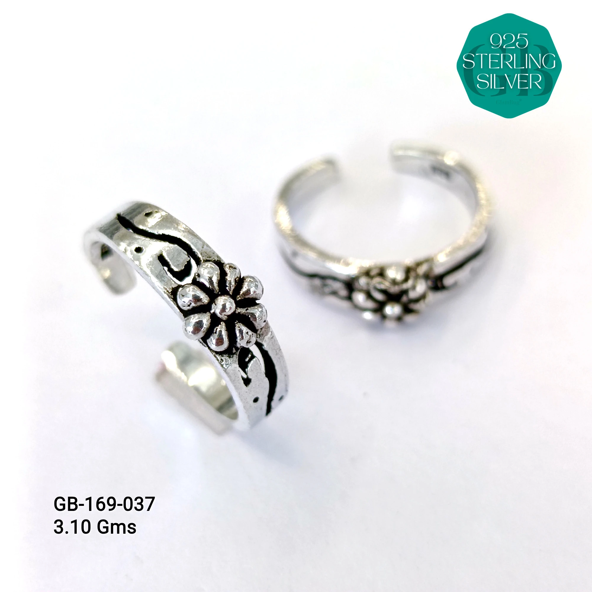 OXIDIZED CASTING TOE RINGS - Premium 925 Silver Jewellery - SKU: GB-169-037 - Hyderabad Silver Importers