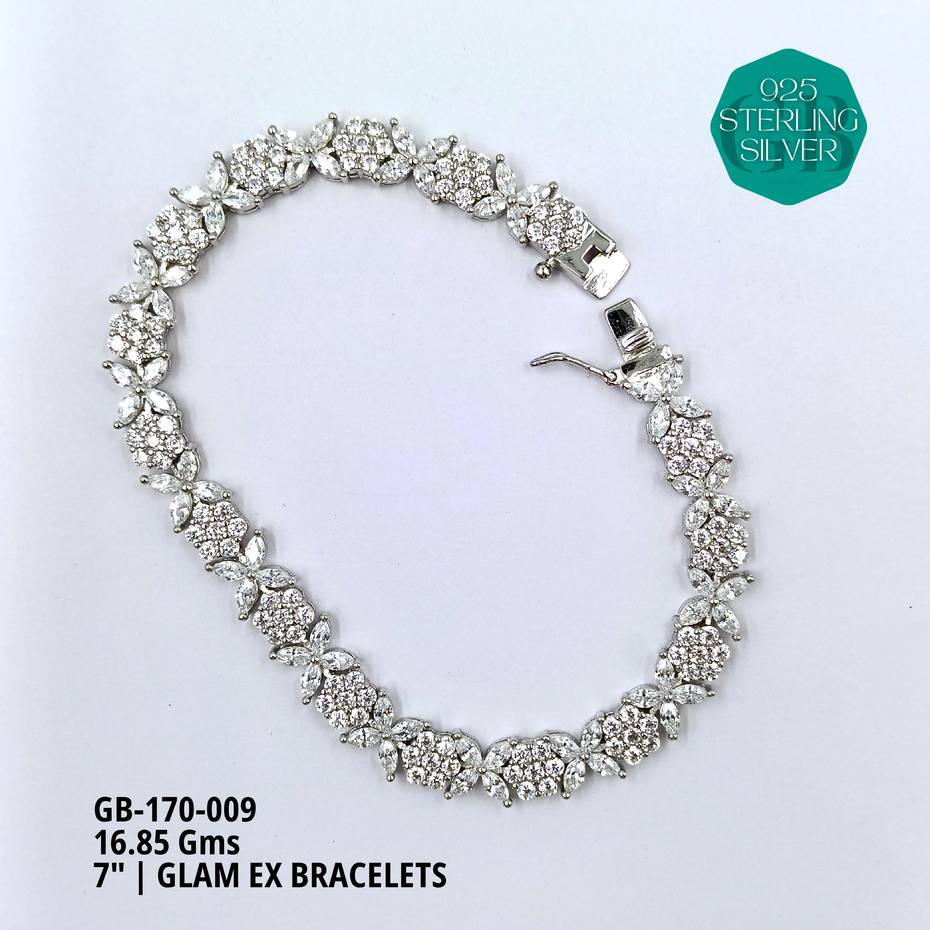 GLAM EX BRACELETS - Premium 925 Silver Jewellery - SKU: GB-170-009 - Hyderabad Silver Importers