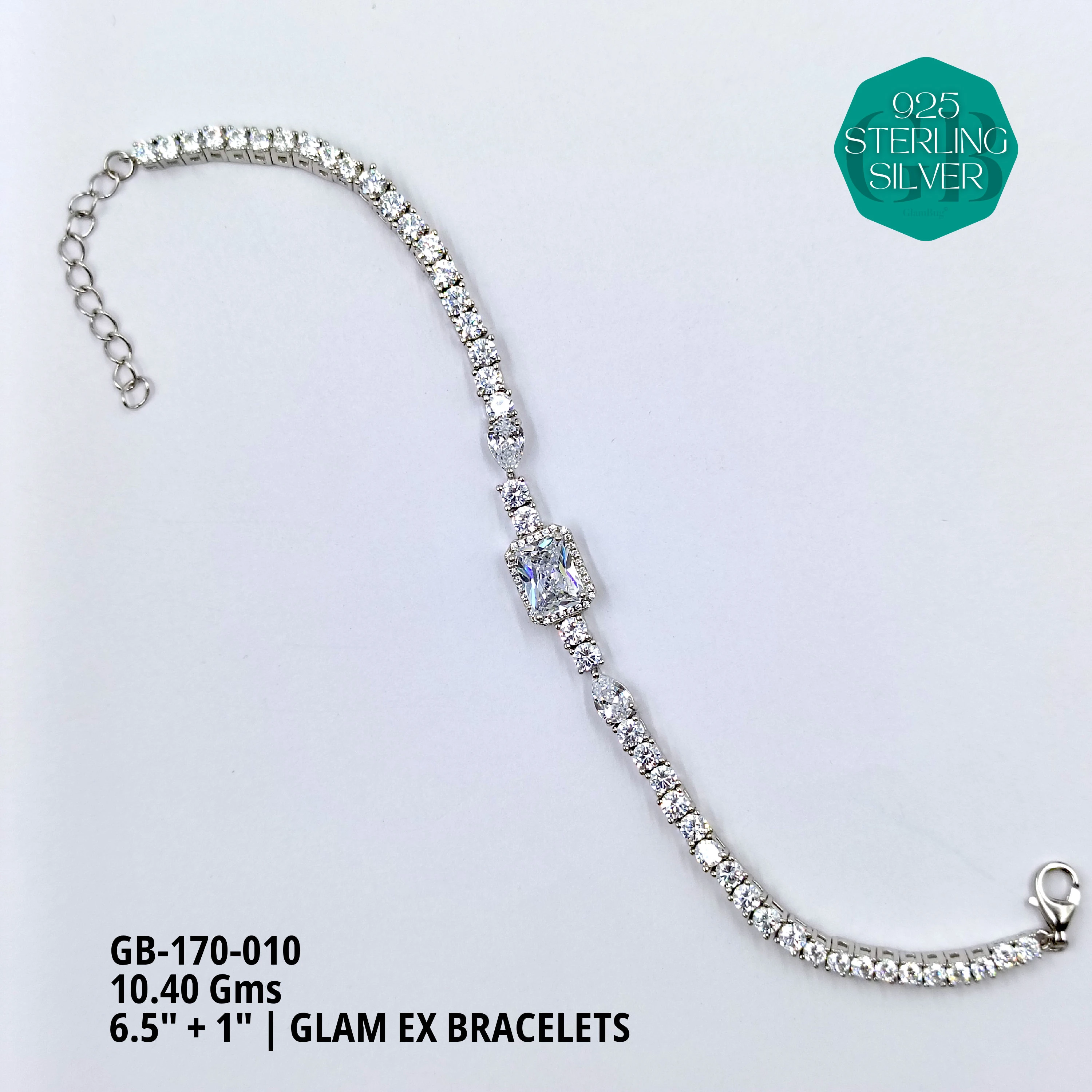 GLAM EX BRACELETS - Premium 925 Silver Jewellery - SKU: GB-170-010 - Hyderabad Silver Importers