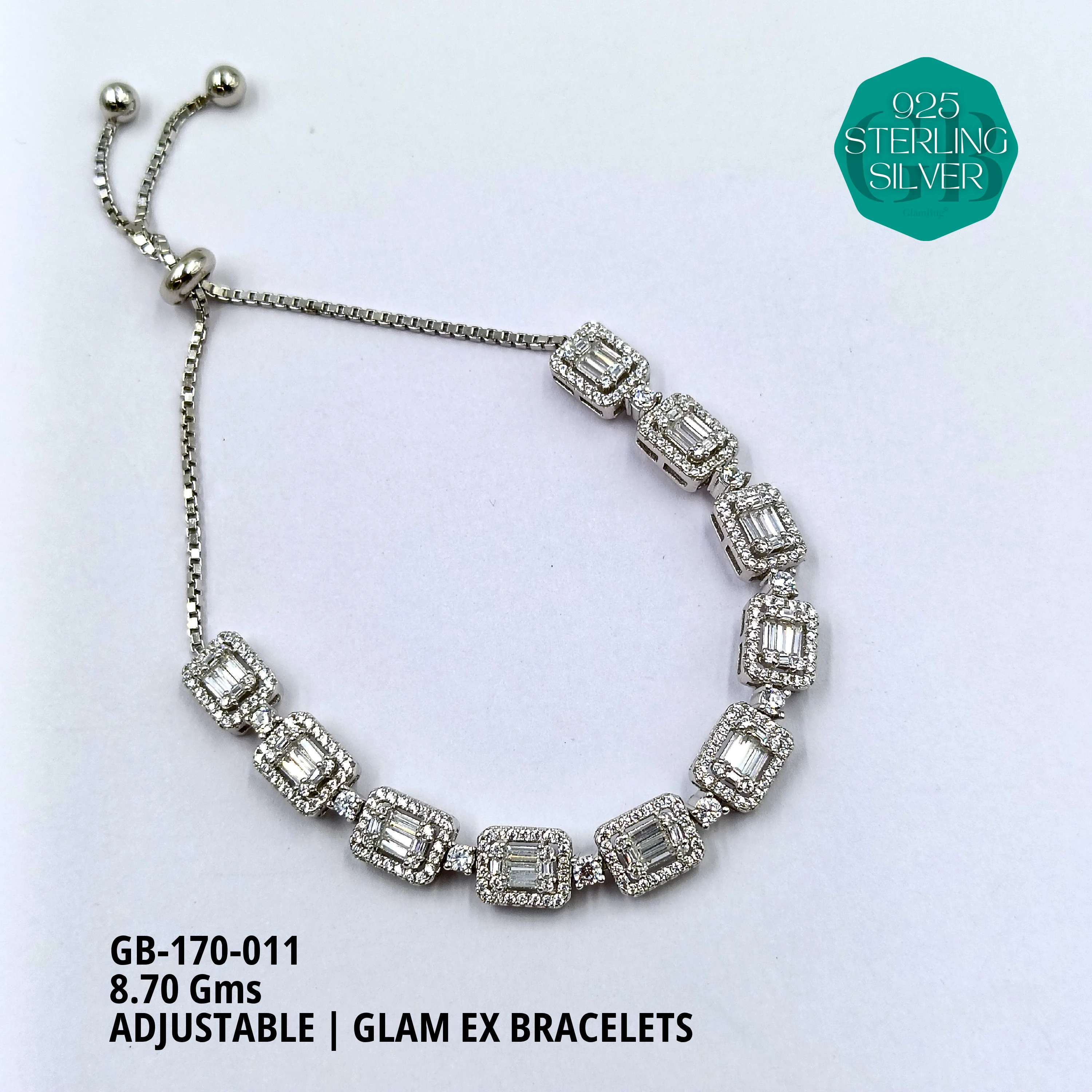 GLAM EX BRACELETS - Premium 925 Silver Jewellery - SKU: GB-170-011 - Hyderabad Silver Importers