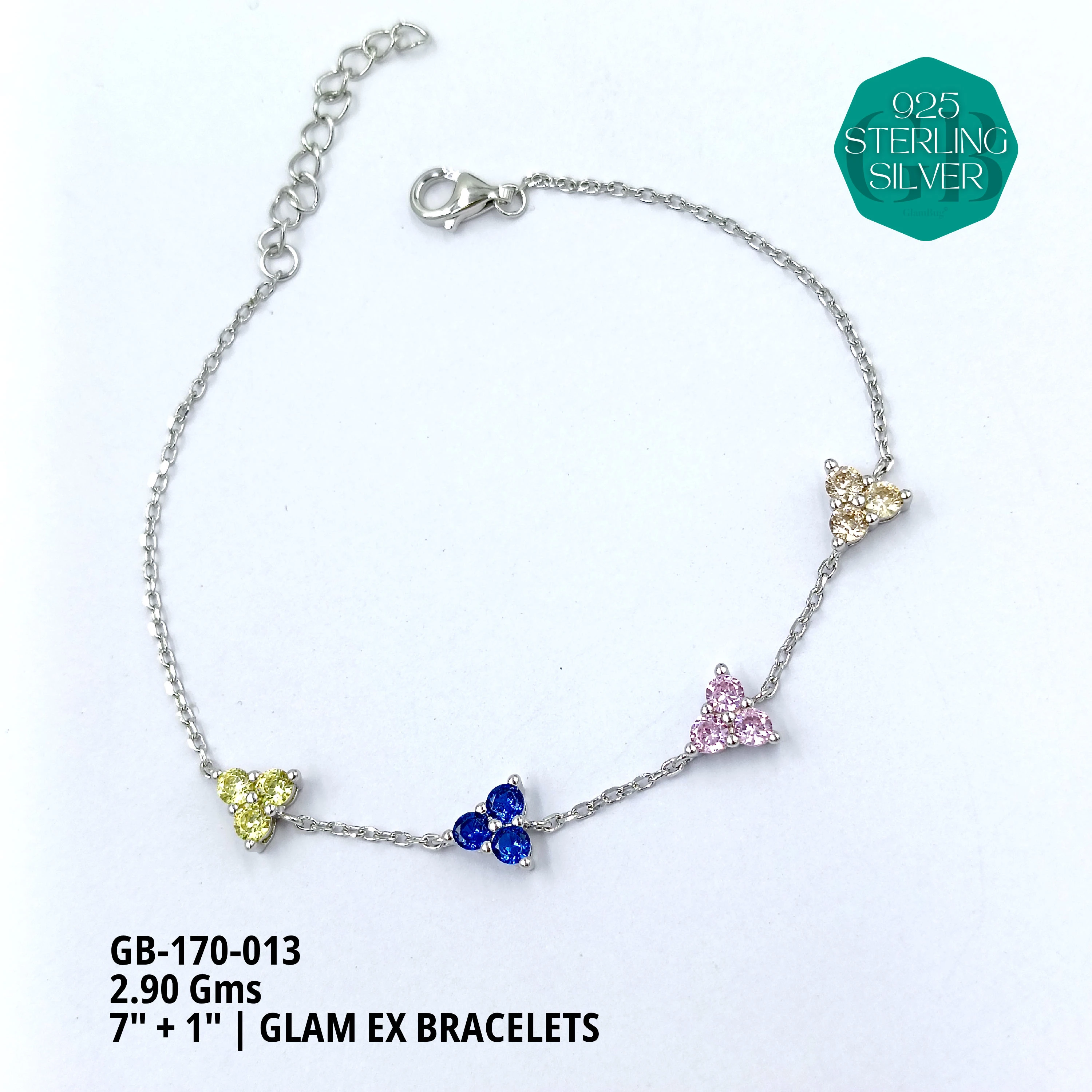 GLAM EX BRACELETS - Premium 925 Silver Jewellery - SKU: GB-170-013 - Hyderabad Silver Importers