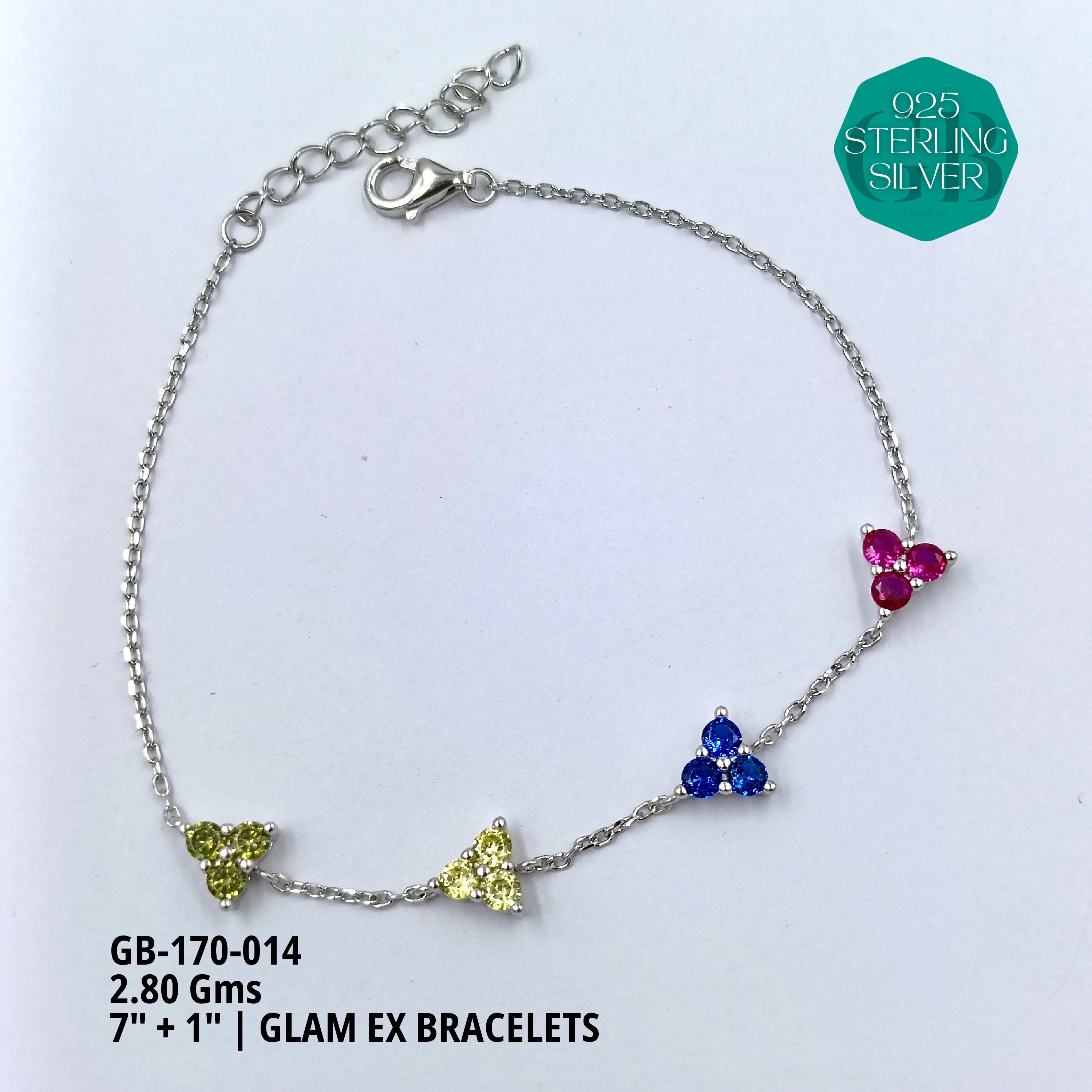 GLAM EX BRACELETS - Premium 925 Silver Jewellery - SKU: GB-170-014 - Hyderabad Silver Importers