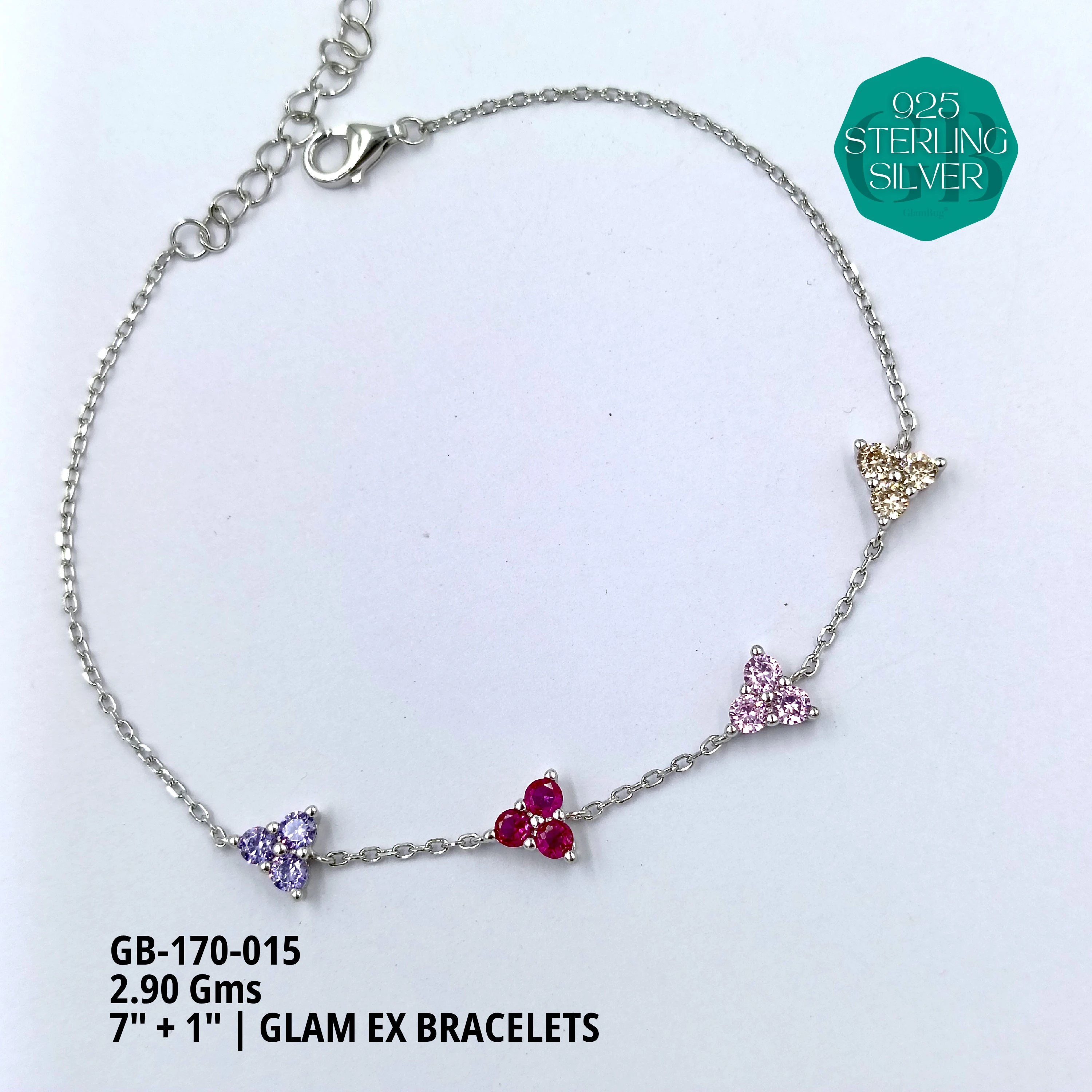 GLAM EX BRACELETS - Premium 925 Silver Jewellery - SKU: GB-170-015 - Hyderabad Silver Importers