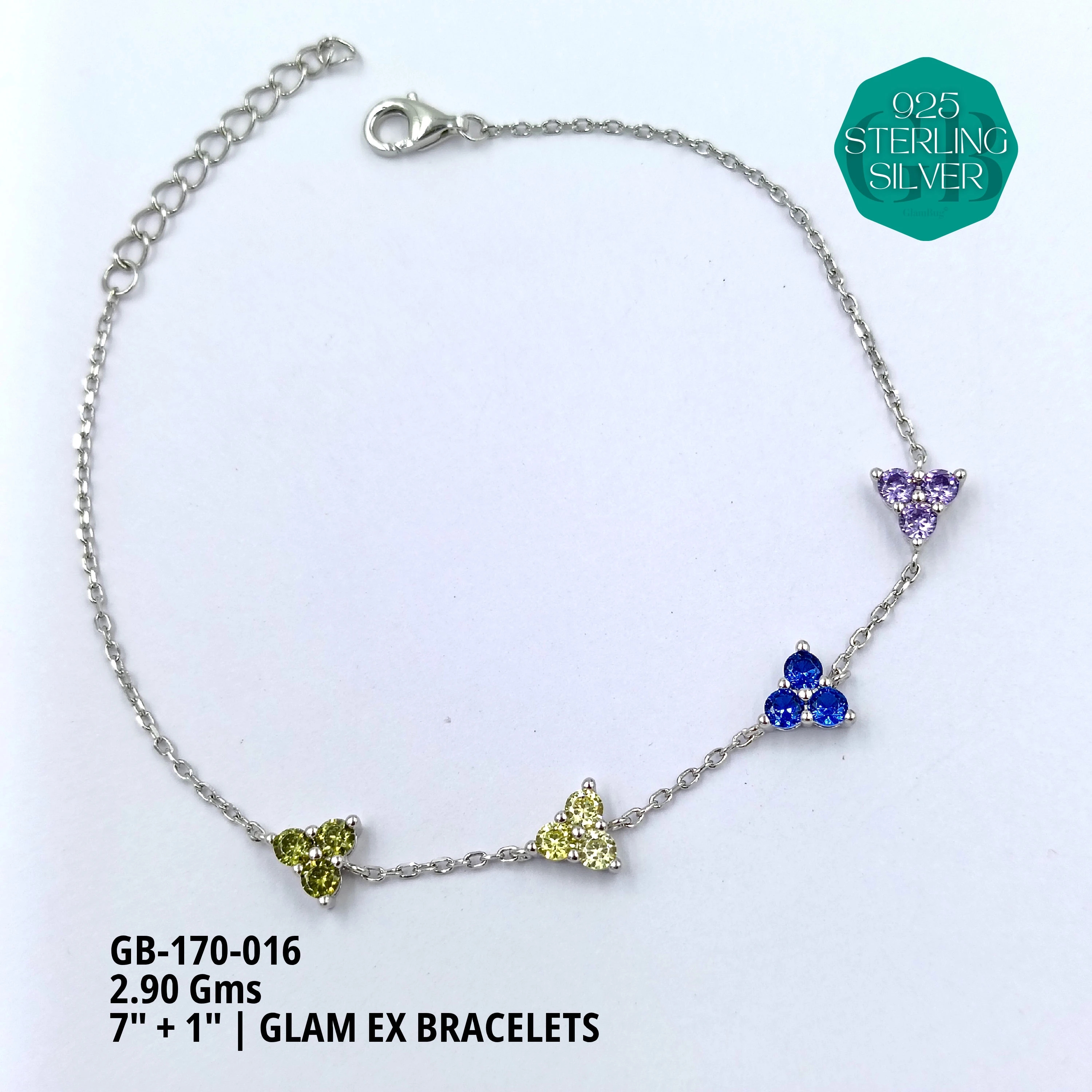 GLAM EX BRACELETS - Premium 925 Silver Jewellery - SKU: GB-170-016 - Hyderabad Silver Importers