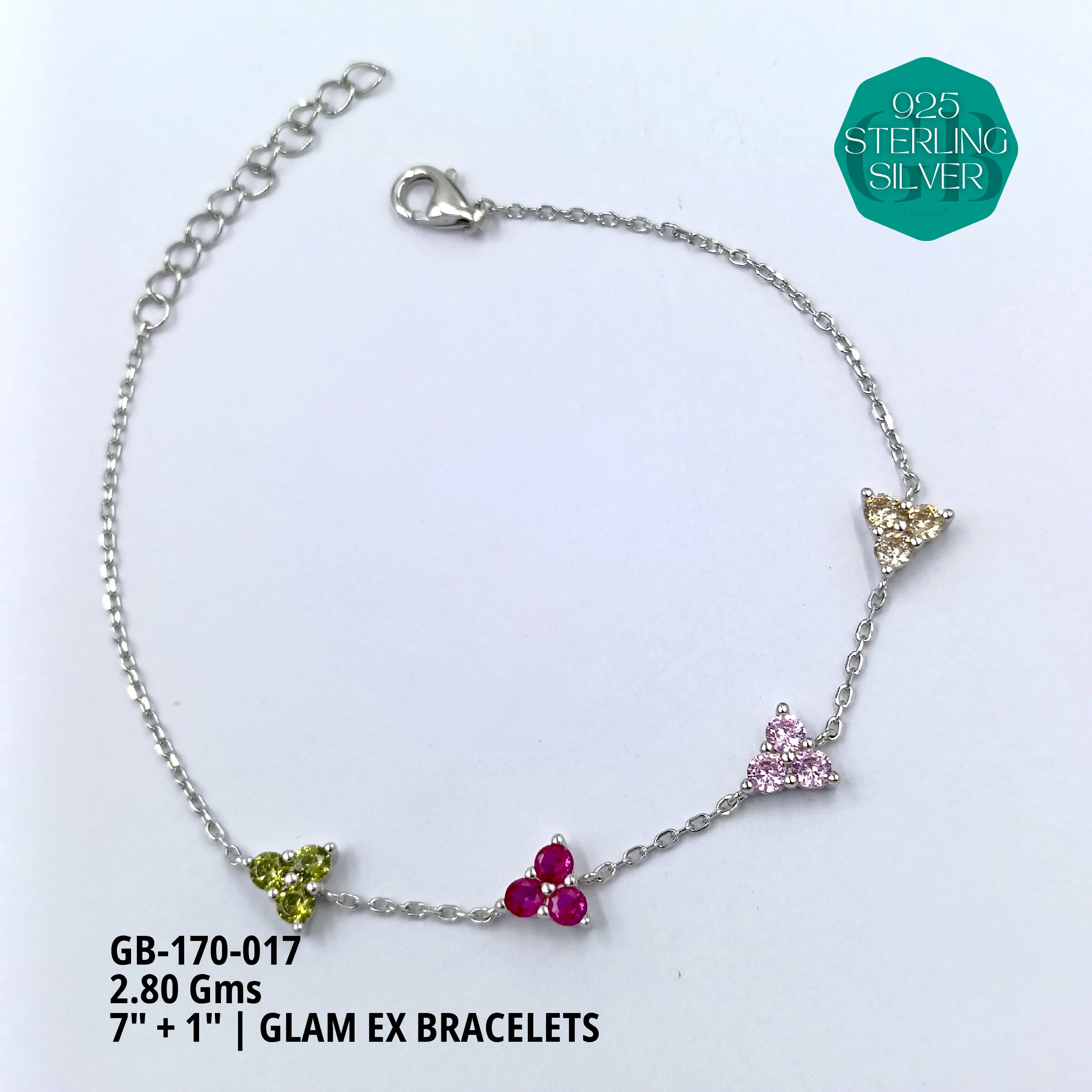 GLAM EX BRACELETS - Premium 925 Silver Jewellery - SKU: GB-170-017 - Hyderabad Silver Importers