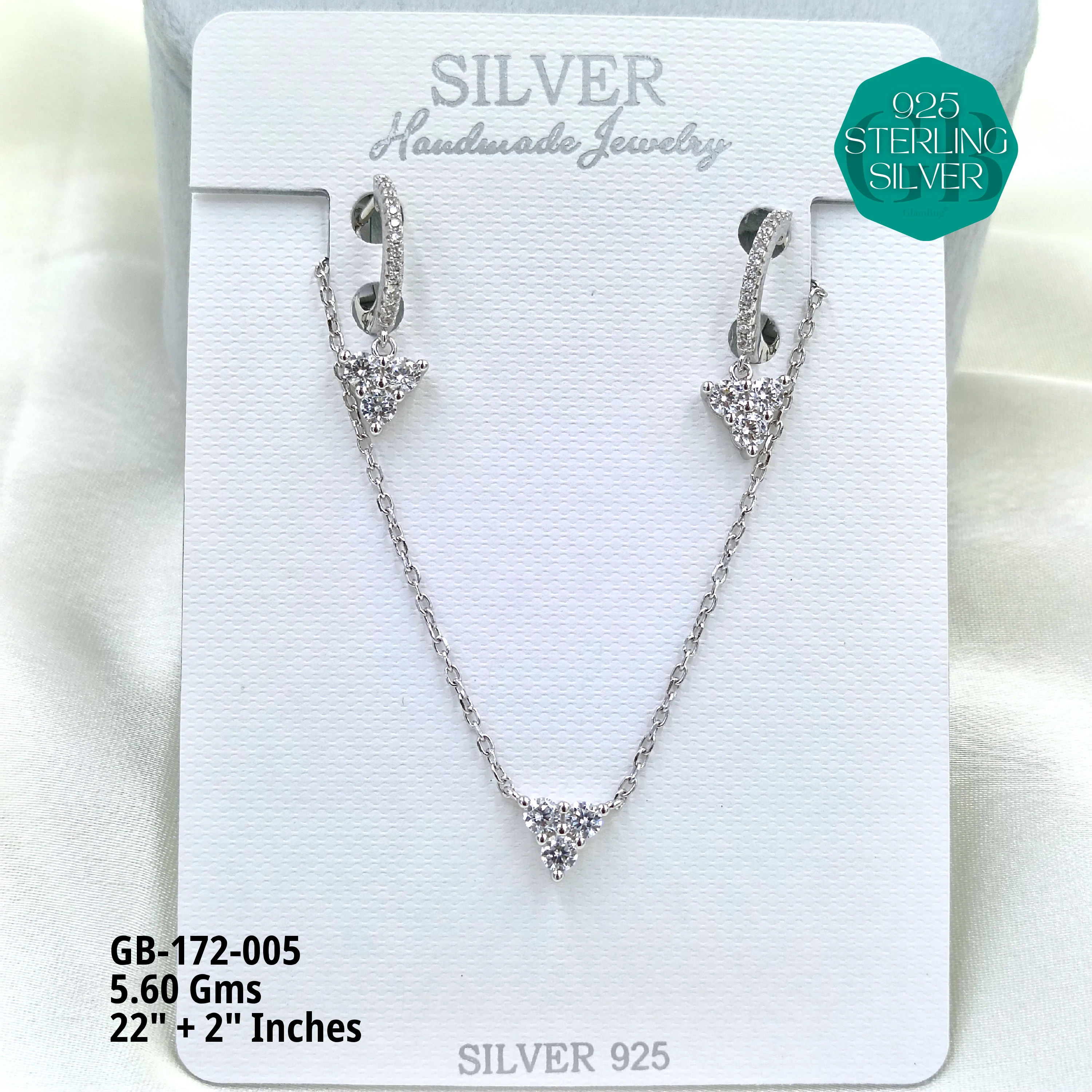 GLAM CHAINS PENDANTS - Premium 925 Silver Jewellery - SKU: GB-172-005 - Hyderabad Silver Importers