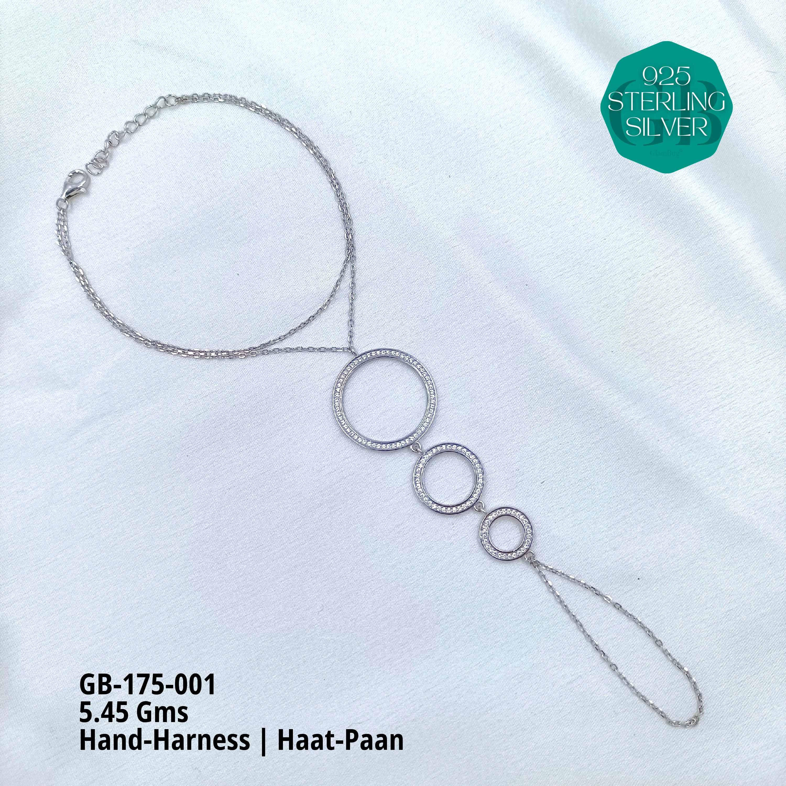 HAND HARNESS / HAATPAAN - Premium 925 Silver Jewellery - SKU: GB-175-001 - Hyderabad Silver Importers