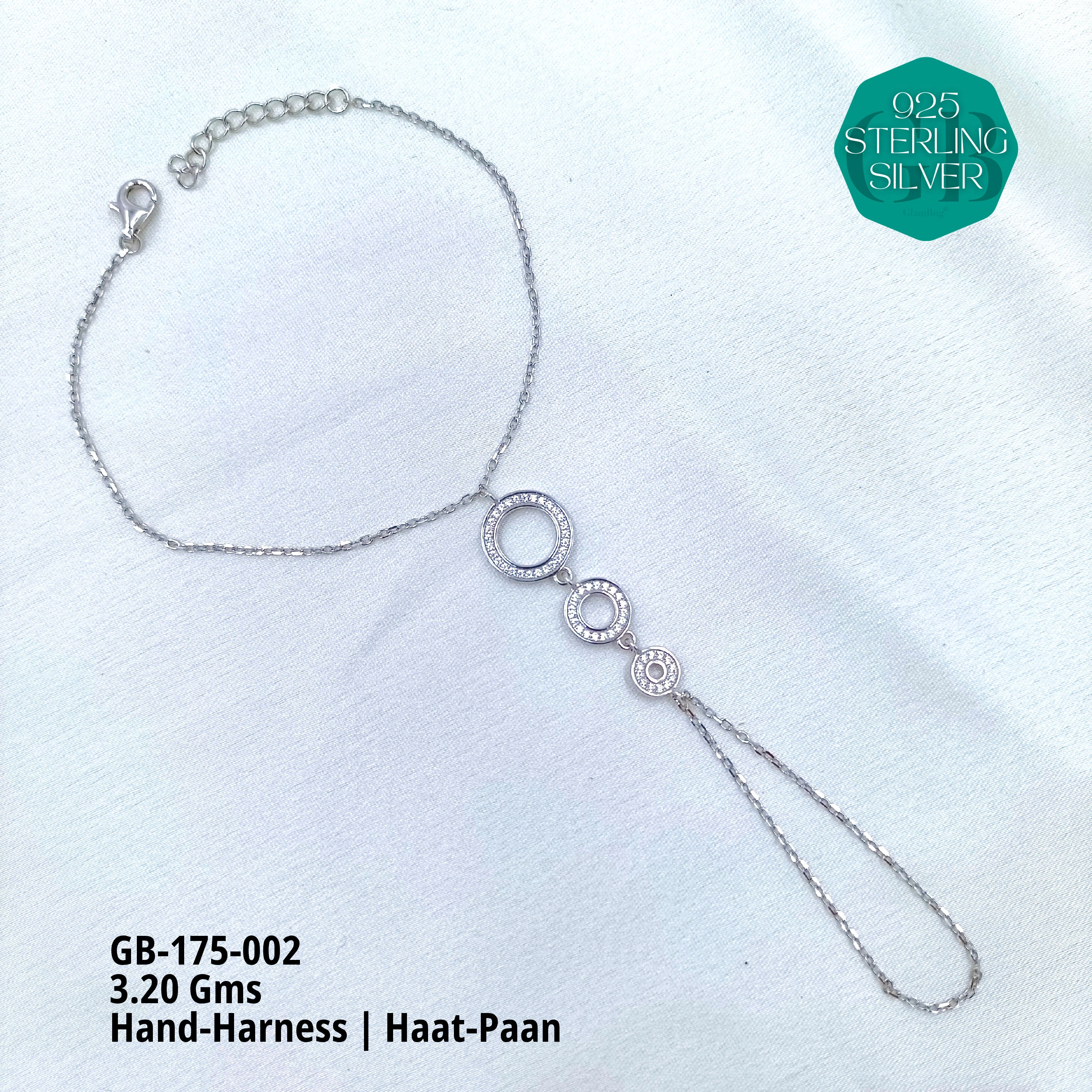 HAND HARNESS / HAATPAAN - Premium 925 Silver Jewellery - SKU: GB-175-002 - Hyderabad Silver Importers