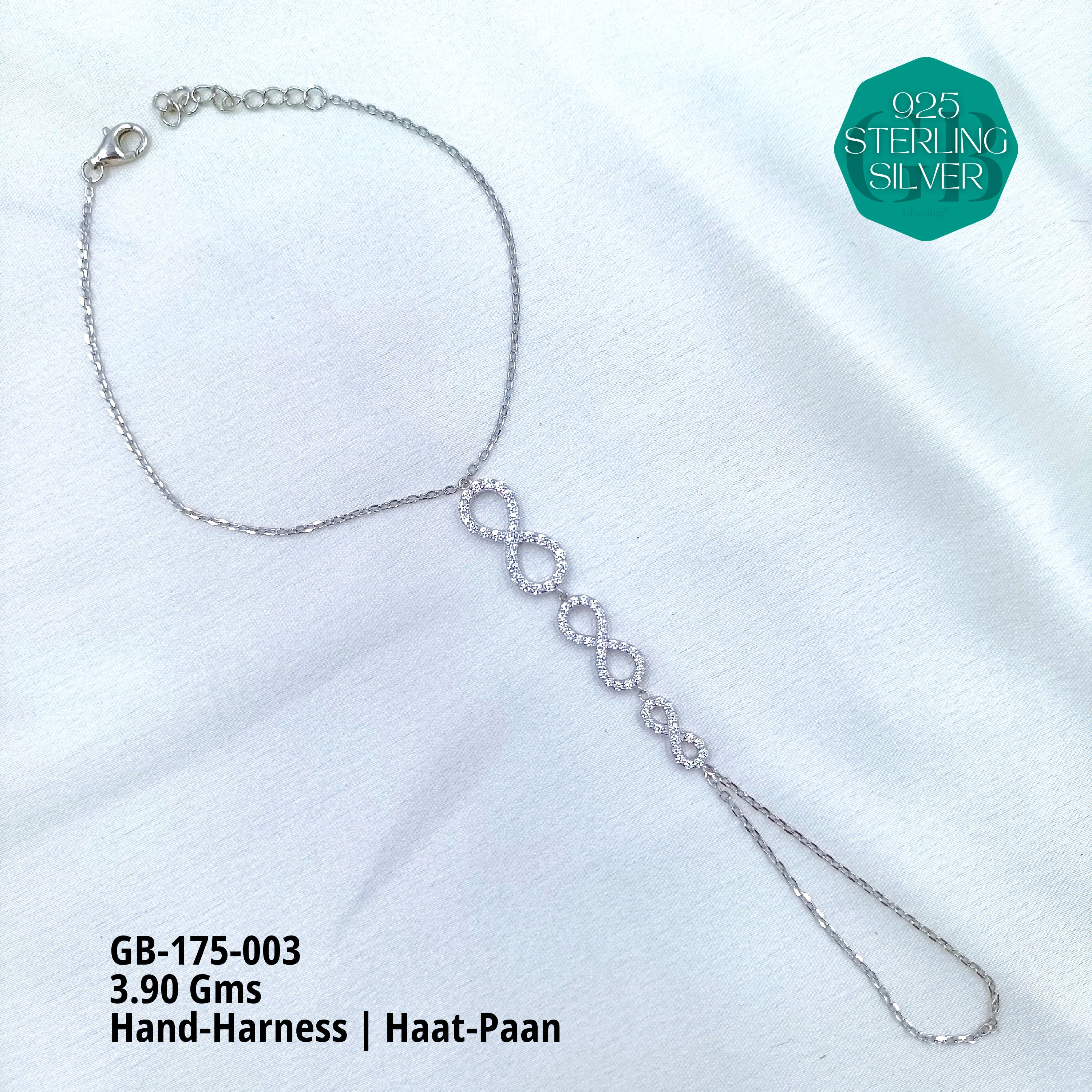 HAND HARNESS / HAATPAAN - Premium 925 Silver Jewellery - SKU: GB-175-003 - Hyderabad Silver Importers
