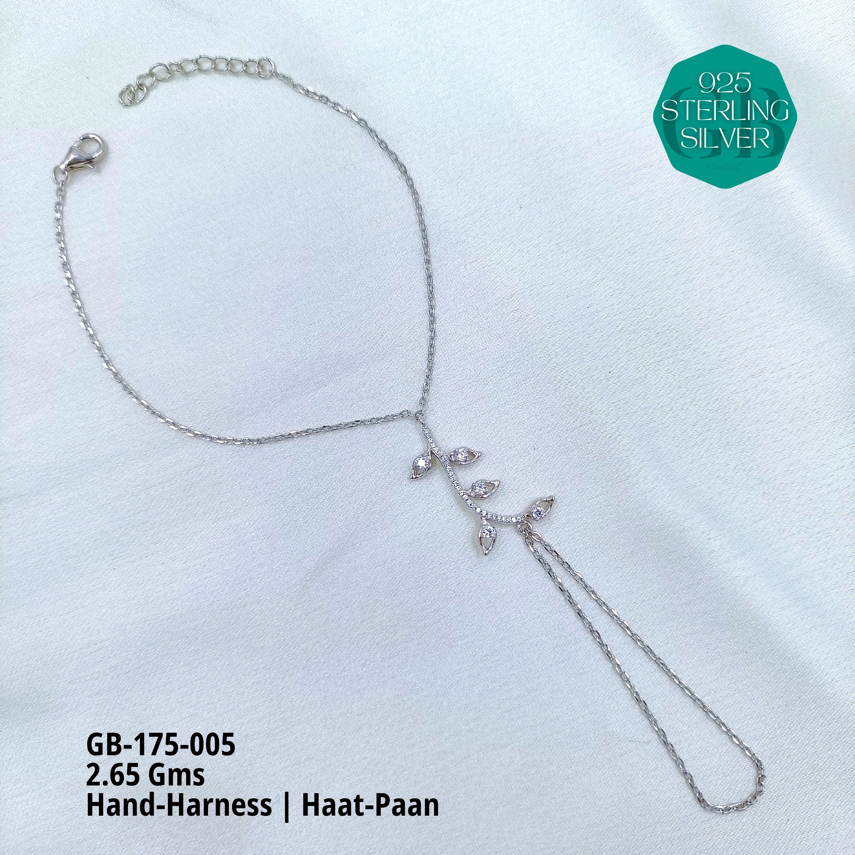 HAND HARNESS / HAATPAAN - Premium 925 Silver Jewellery - SKU: GB-175-005 - Hyderabad Silver Importers