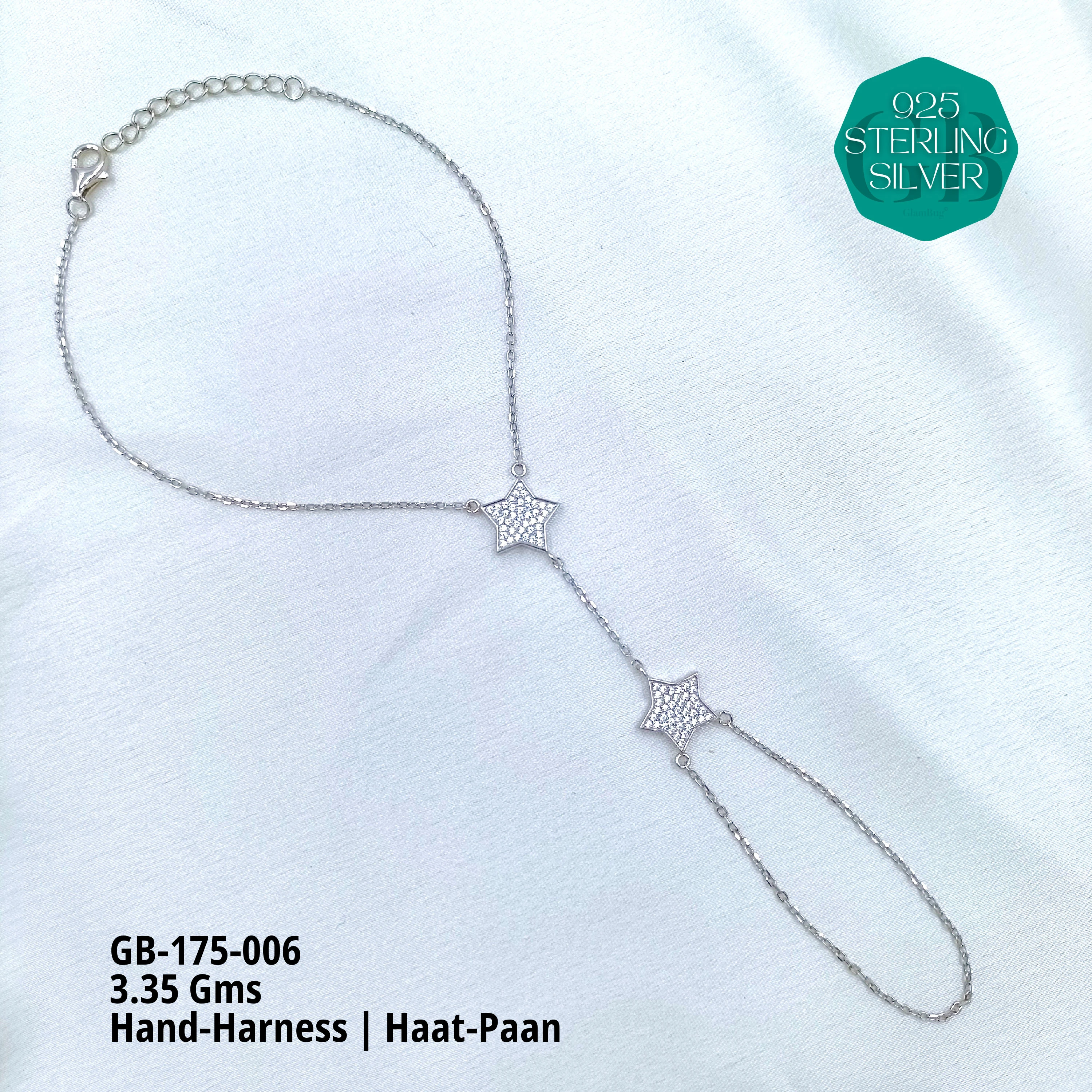 HAND HARNESS / HAATPAAN - Premium 925 Silver Jewellery - SKU: GB-175-006 - Hyderabad Silver Importers