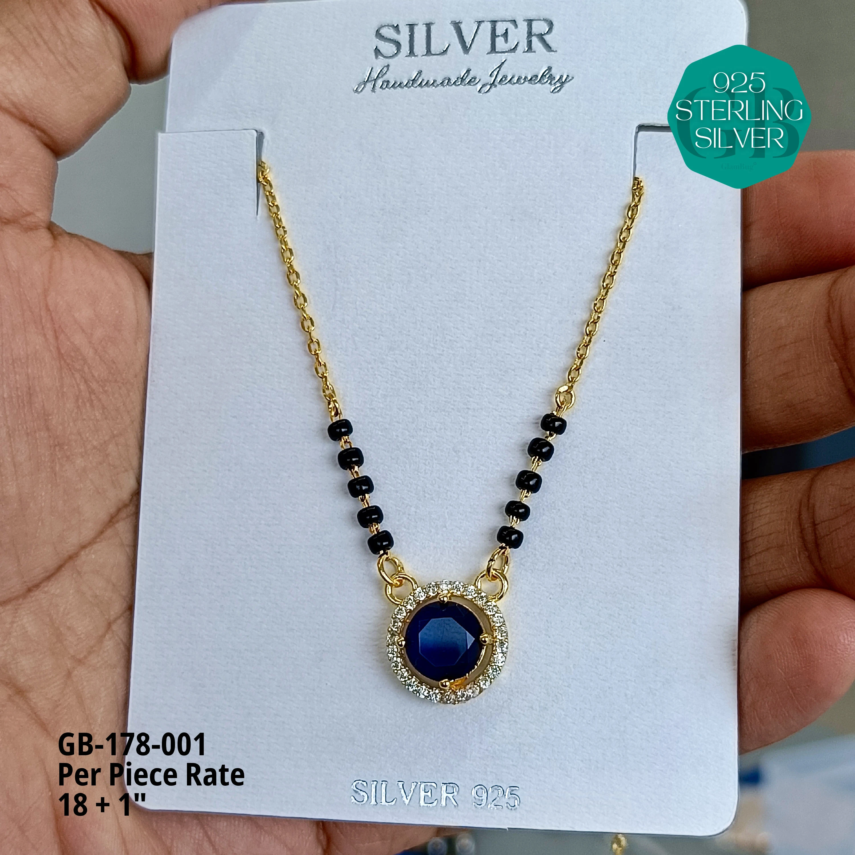 GOLD - SOLITAIRE MANGALSUTRA - Premium 925 Silver Jewellery - SKU: GB-178-001 - Hyderabad Silver Importers