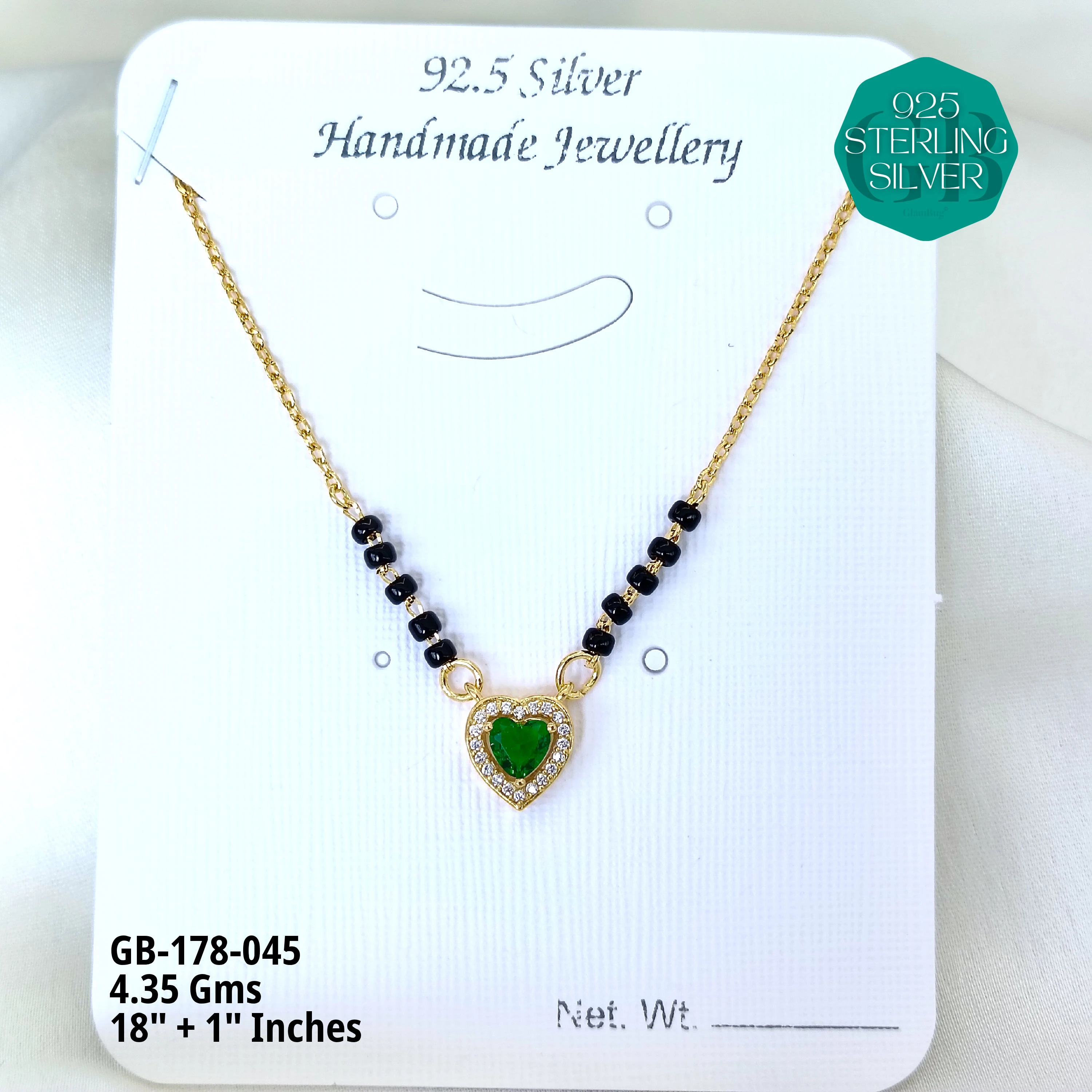 GOLD - SOLITAIRE MANGALSUTRA - Premium 925 Silver Jewellery - SKU: GB-178-045 - Hyderabad Silver Importers