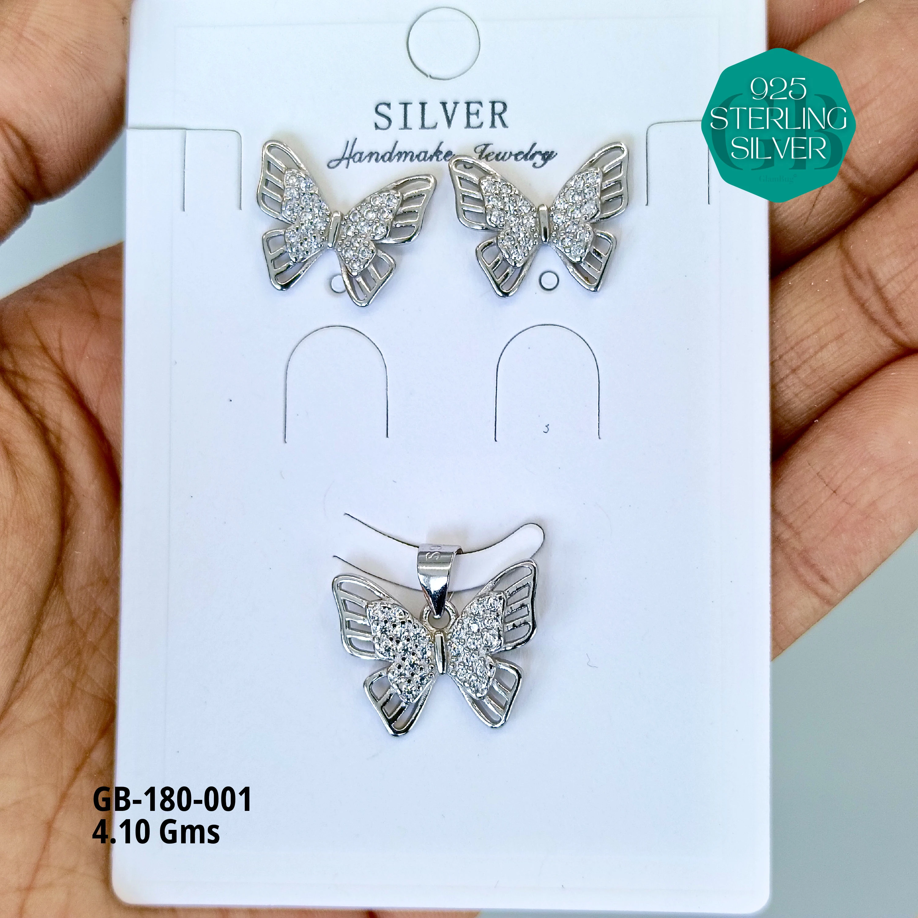 LUXURY PENDANT SETS - Premium 925 Silver Jewellery - SKU: GB-180-001 - Hyderabad Silver Importers