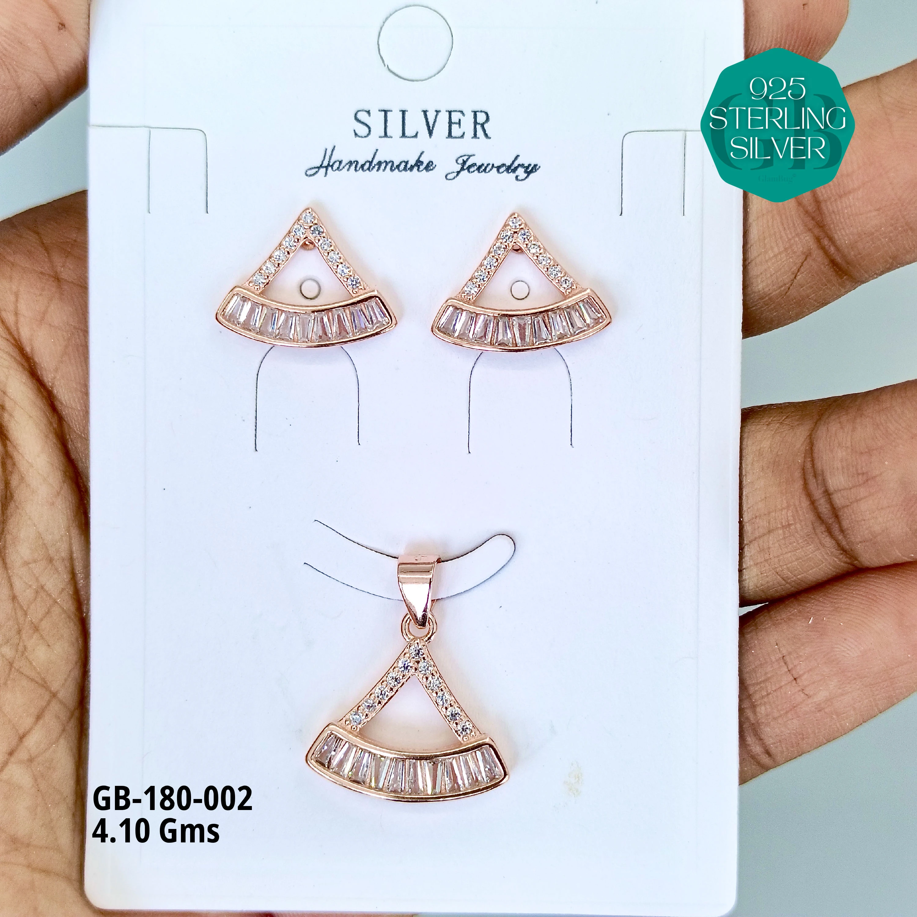 LUXURY PENDANT SETS - Premium 925 Silver Jewellery - SKU: GB-180-002 - Hyderabad Silver Importers