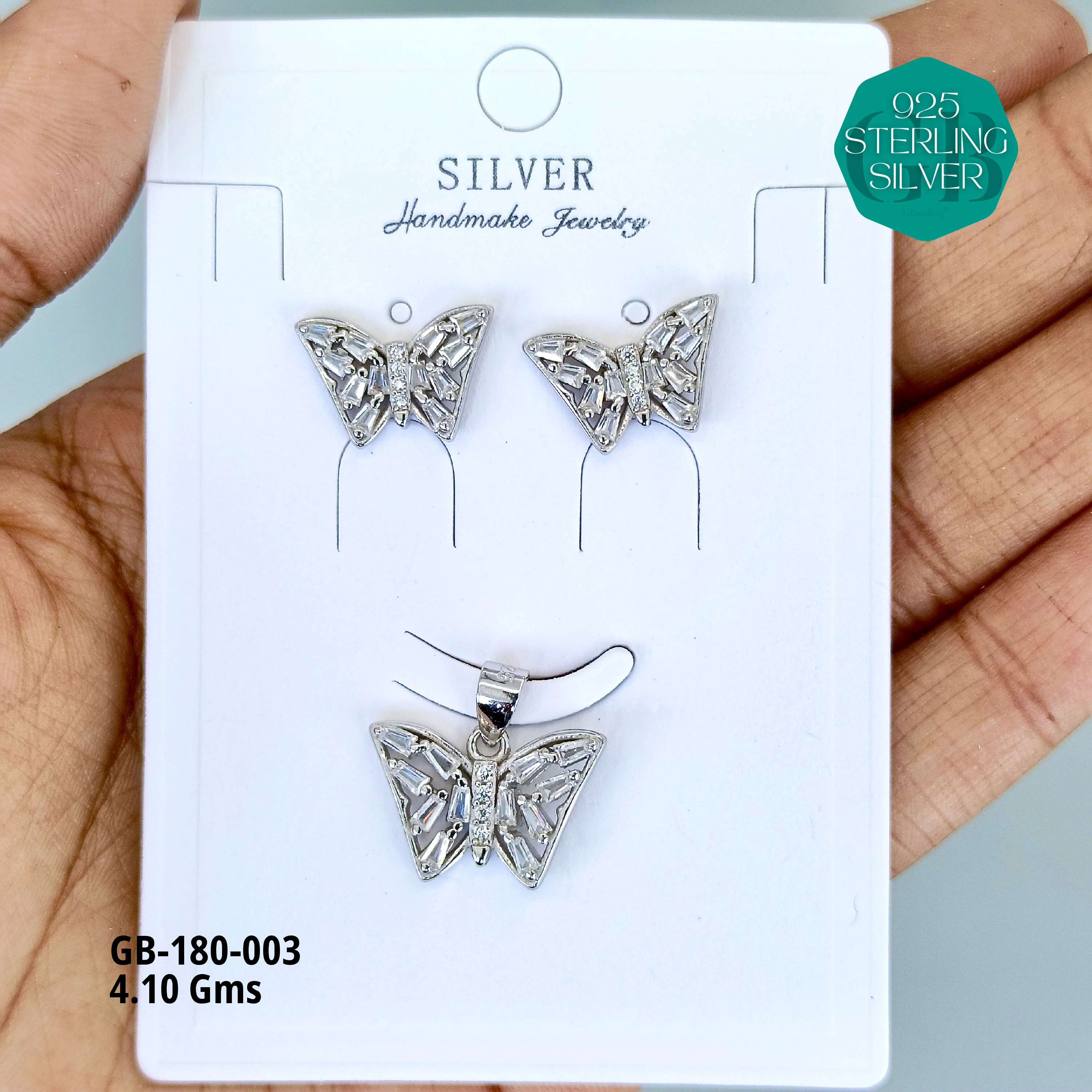 LUXURY PENDANT SETS - Premium 925 Silver Jewellery - SKU: GB-180-003 - Hyderabad Silver Importers