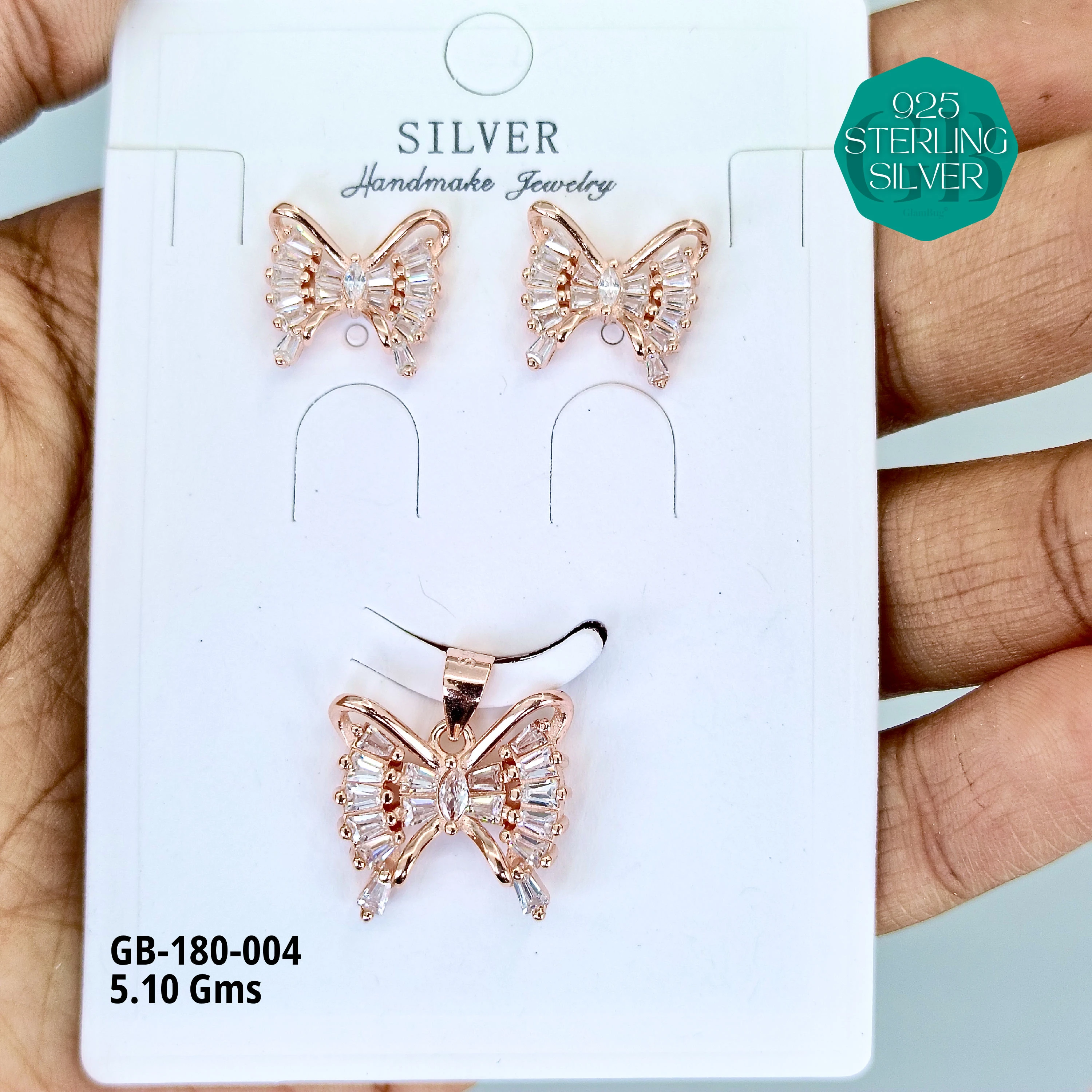 LUXURY PENDANT SETS - Premium 925 Silver Jewellery - SKU: GB-180-004 - Hyderabad Silver Importers