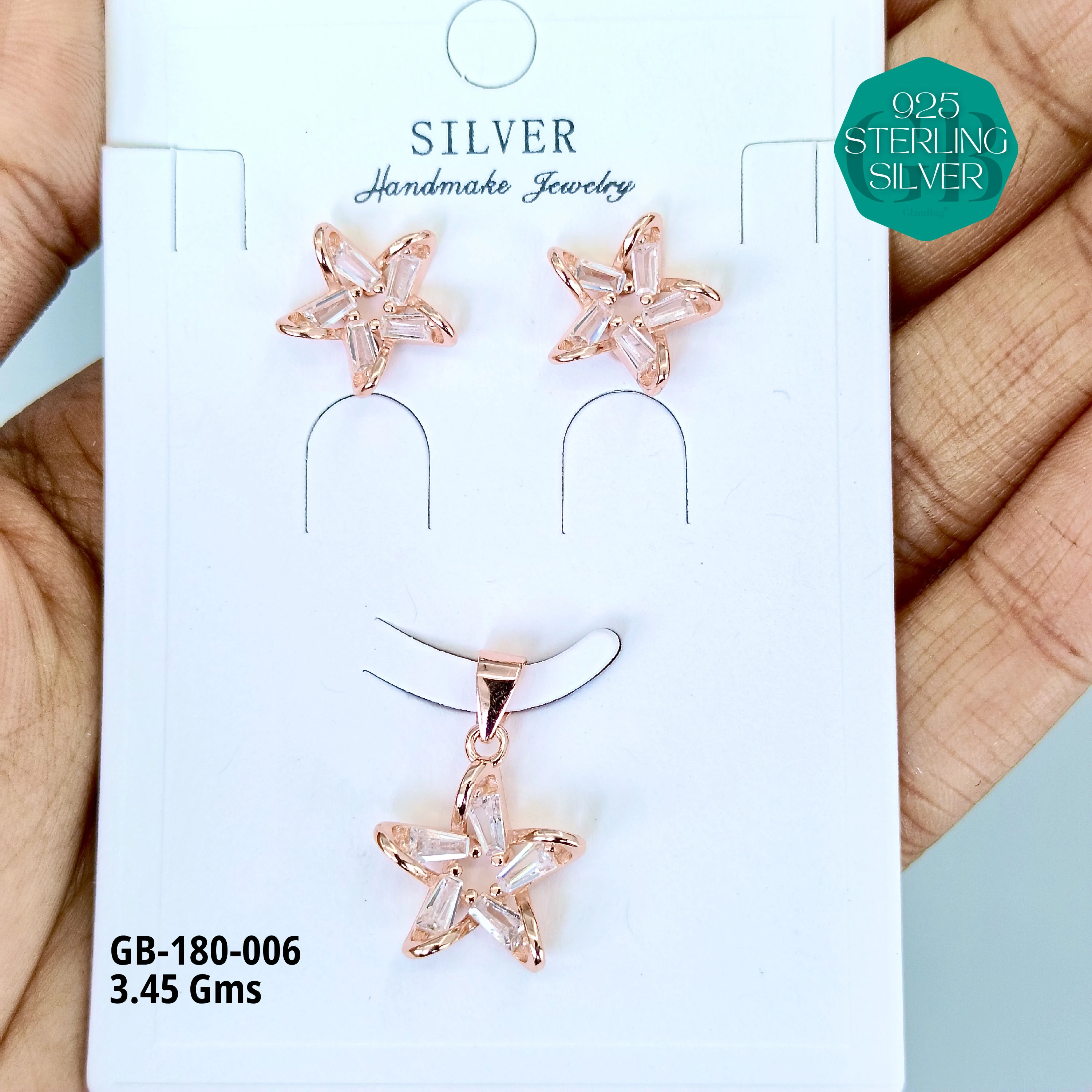 LUXURY PENDANT SETS - Premium 925 Silver Jewellery - SKU: GB-180-006 - Hyderabad Silver Importers