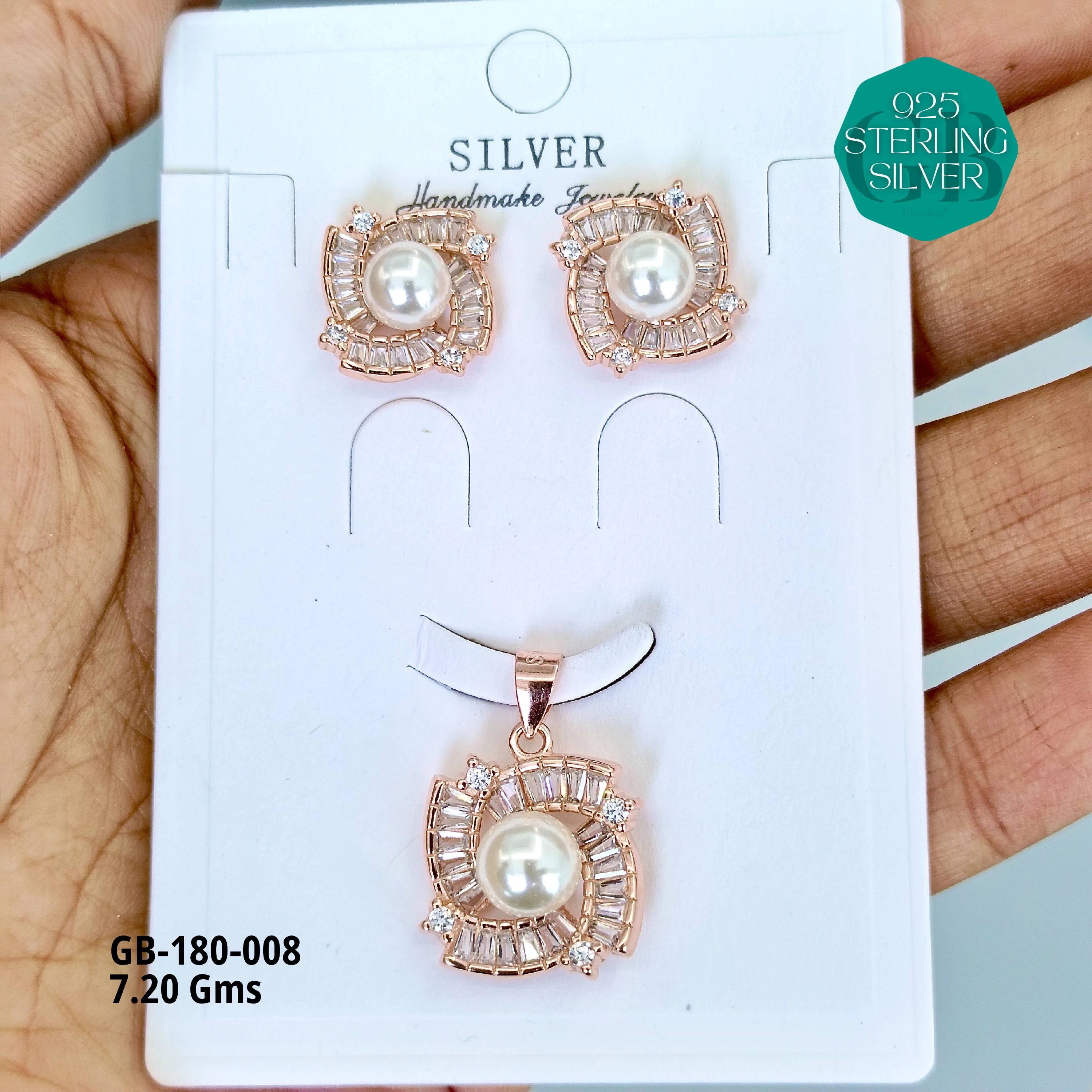 LUXURY PENDANT SETS - Premium 925 Silver Jewellery - SKU: GB-180-008 - Hyderabad Silver Importers