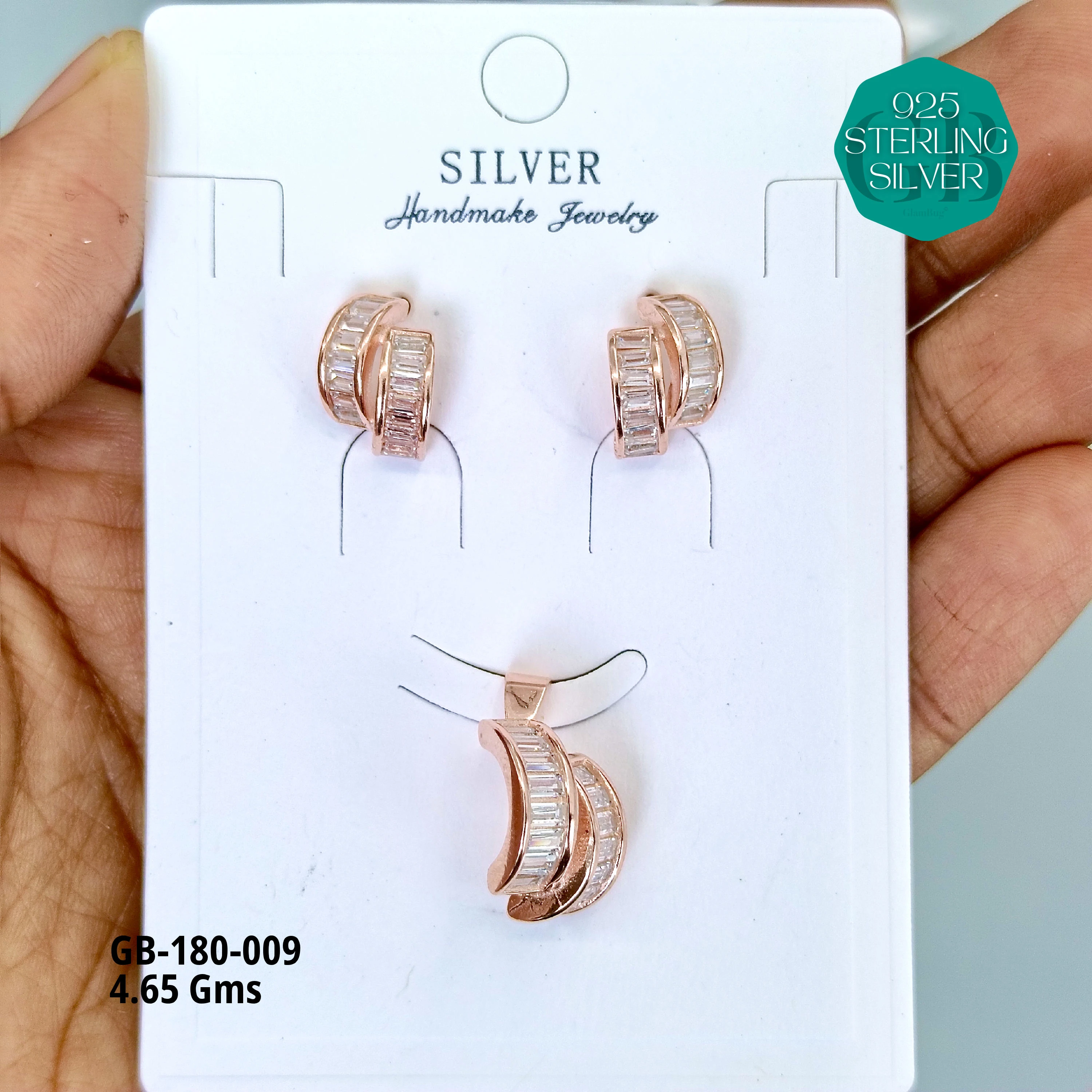 LUXURY PENDANT SETS - Premium 925 Silver Jewellery - SKU: GB-180-009 - Hyderabad Silver Importers