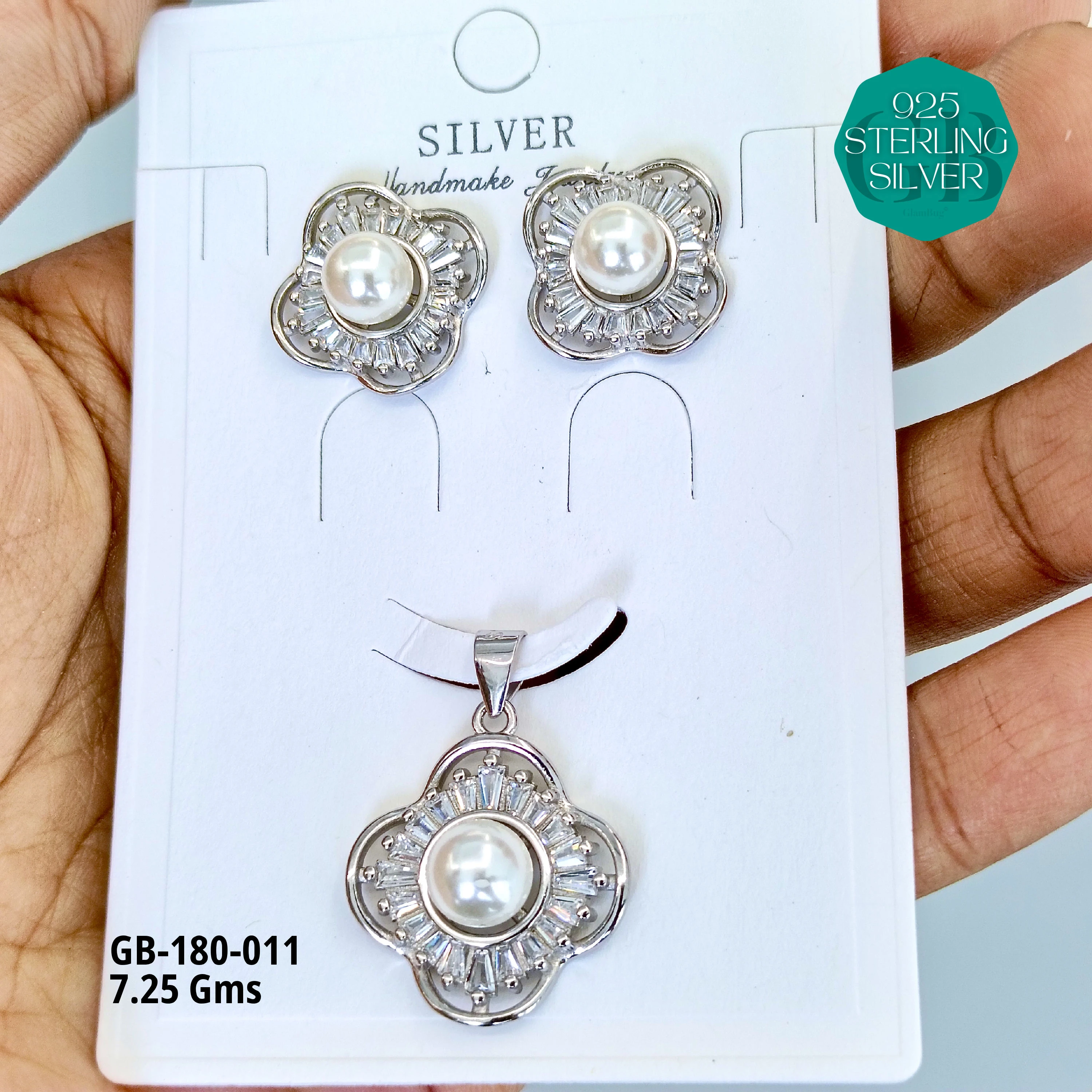 LUXURY PENDANT SETS - Premium 925 Silver Jewellery - SKU: GB-180-011 - Hyderabad Silver Importers