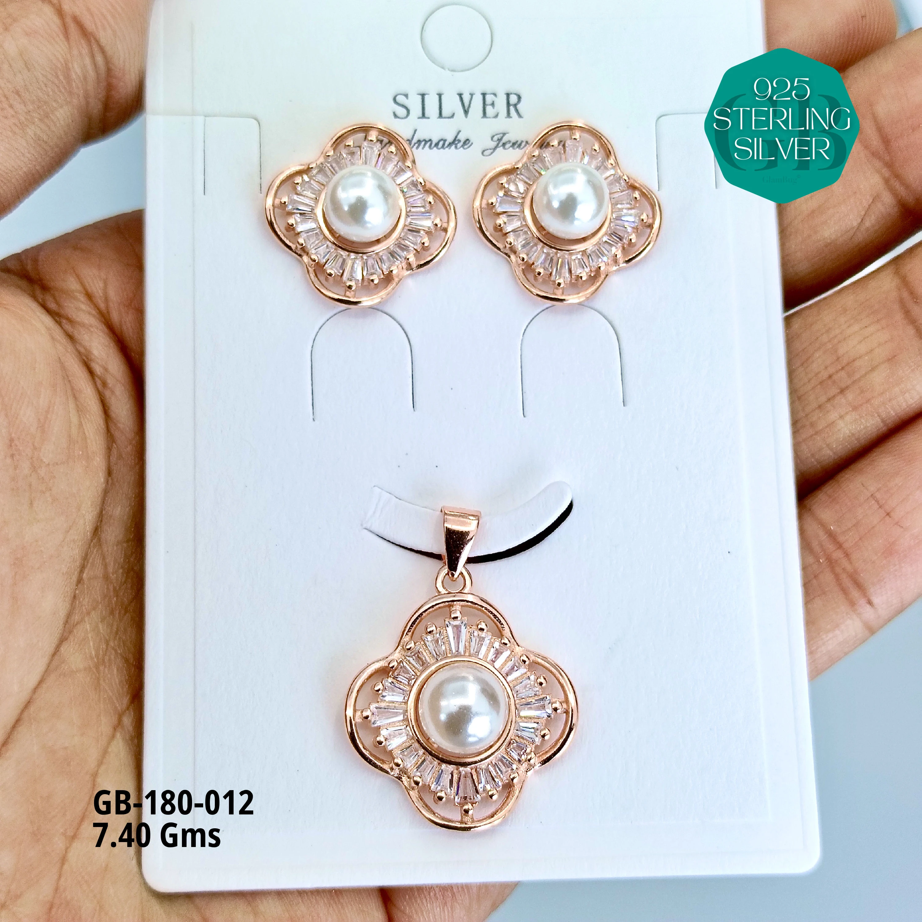 LUXURY PENDANT SETS - Premium 925 Silver Jewellery - SKU: GB-180-012 - Hyderabad Silver Importers