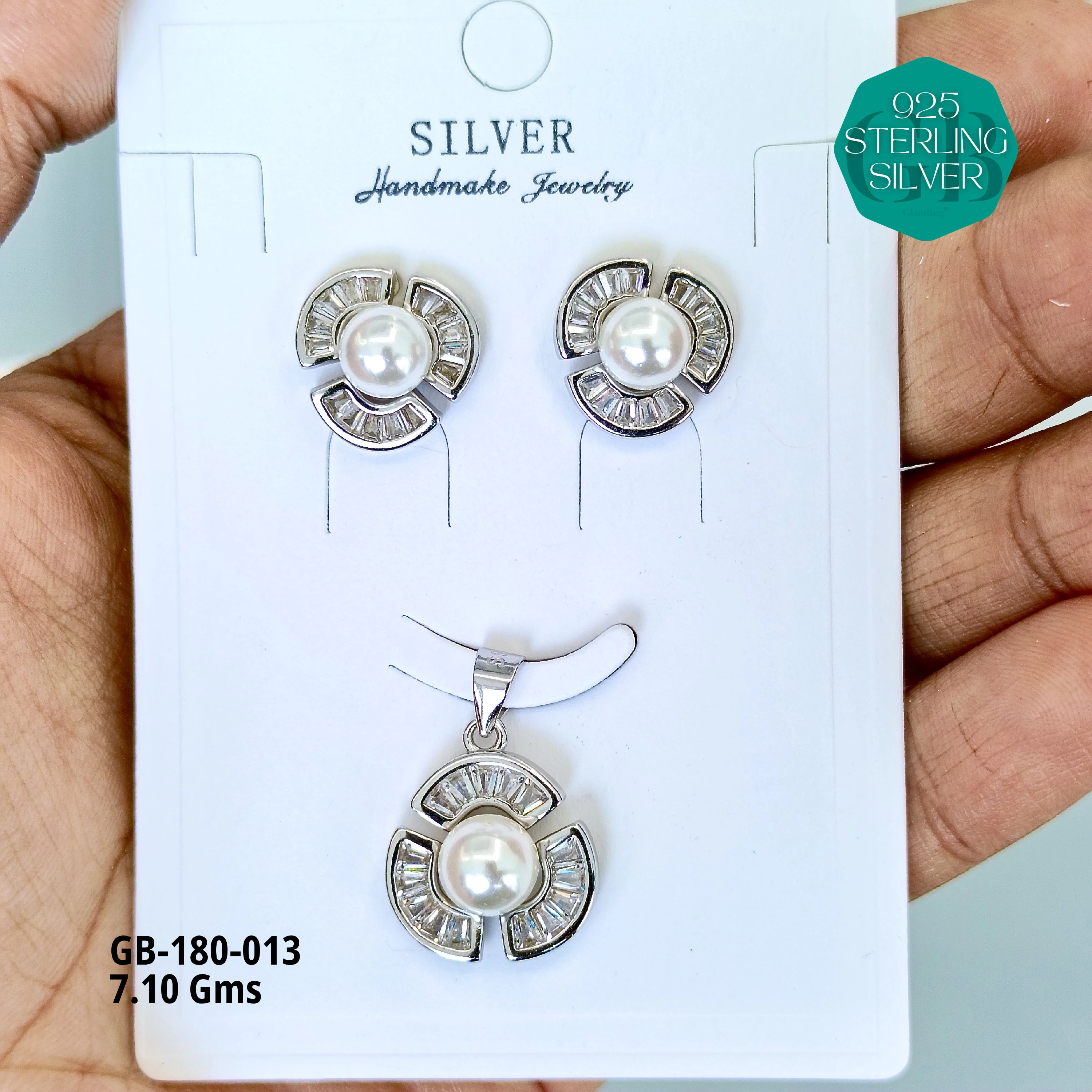 LUXURY PENDANT SETS - Premium 925 Silver Jewellery - SKU: GB-180-013 - Hyderabad Silver Importers
